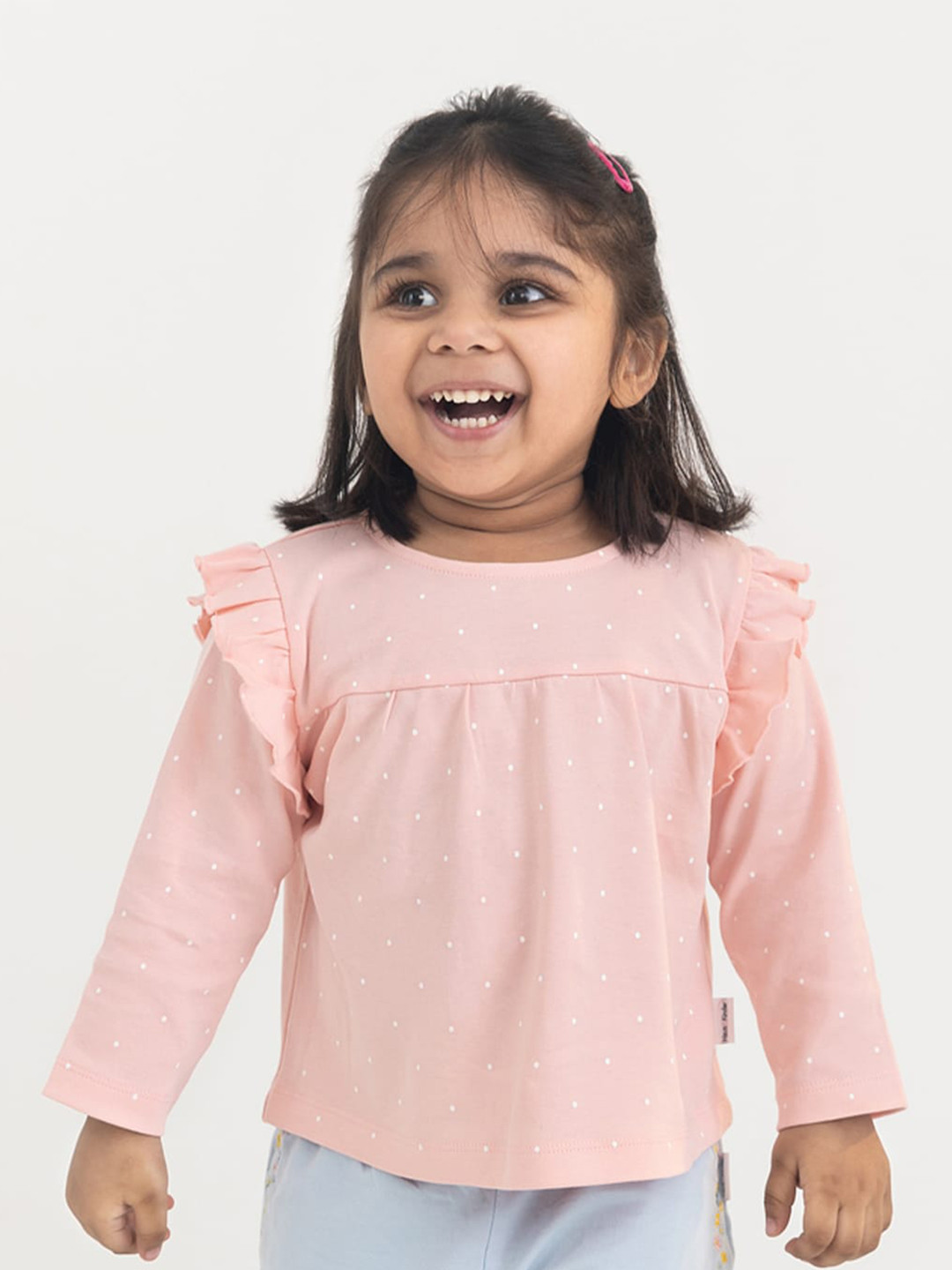 haus & kinder Self Design Cotton Round Neck Long Sleeves Casual Top