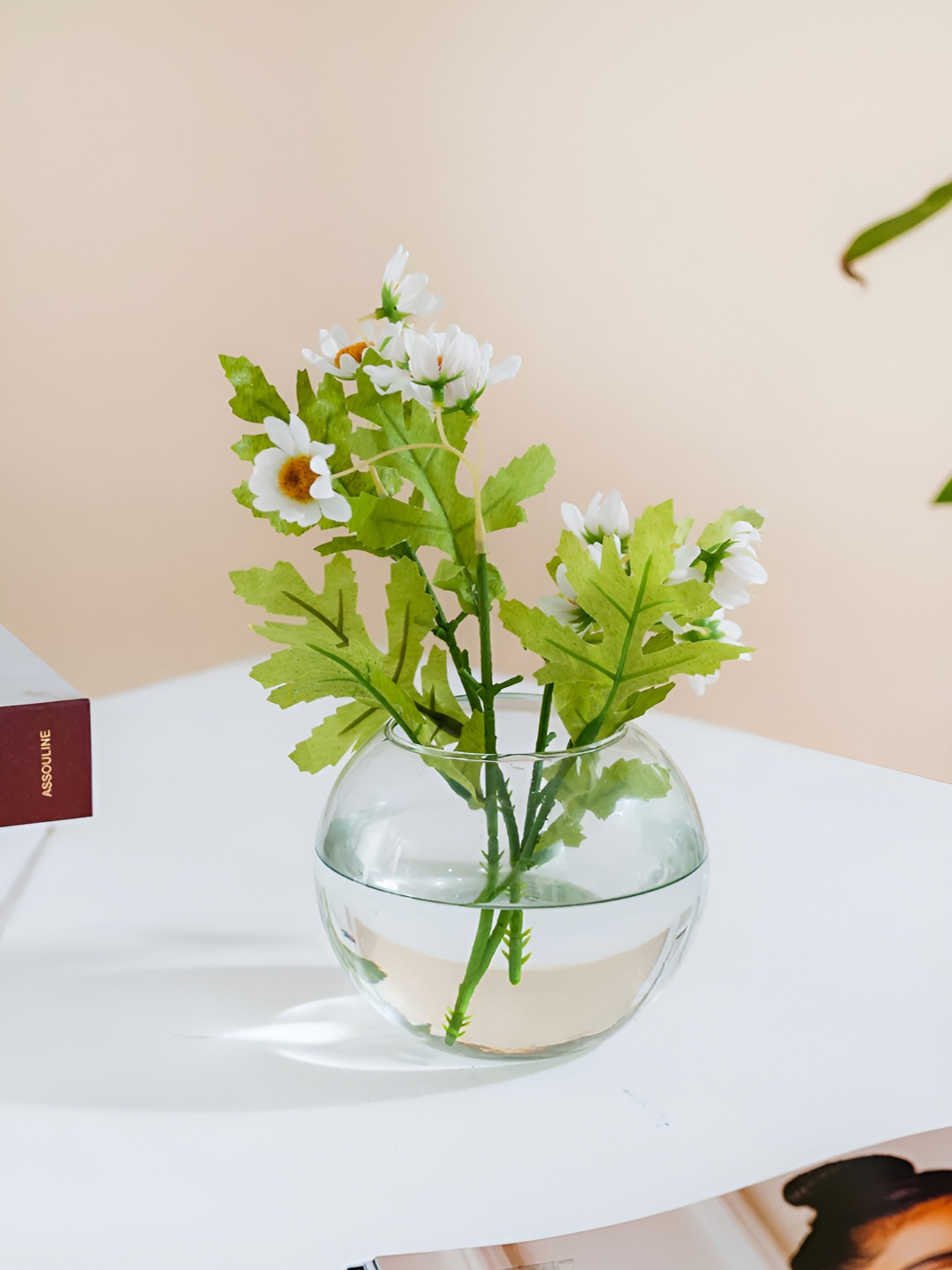 DecorTwist Transparent Solid Decorative Glass Round Flower Vases