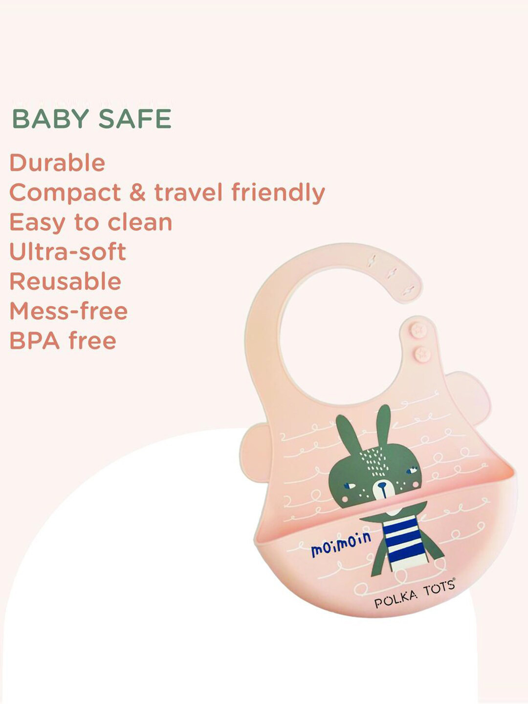 Polka Tots Kids Printed Waterproof Silicone Feeding Bibs