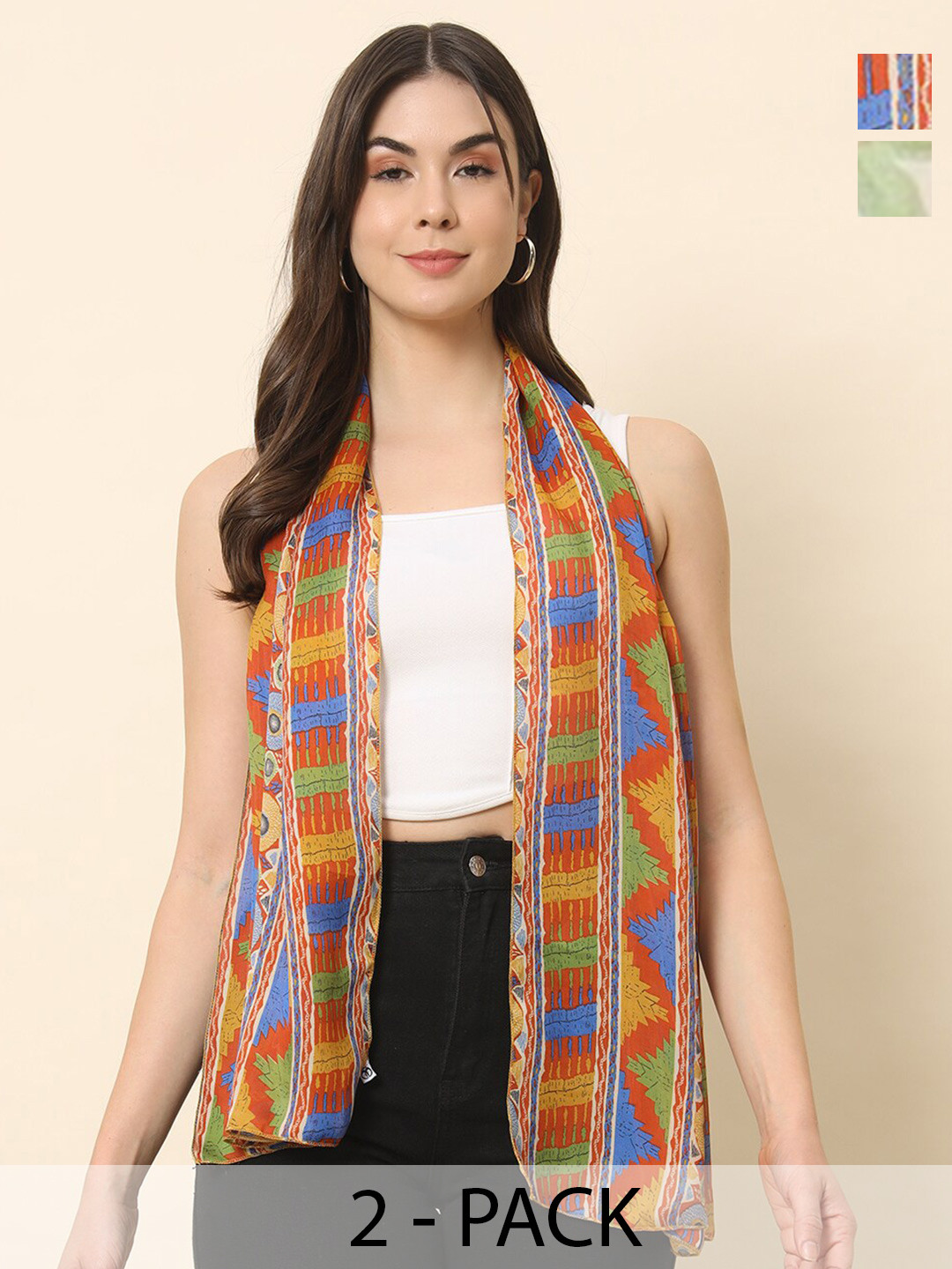 Trend Arrest Women Printed Scarf Pack Of 2