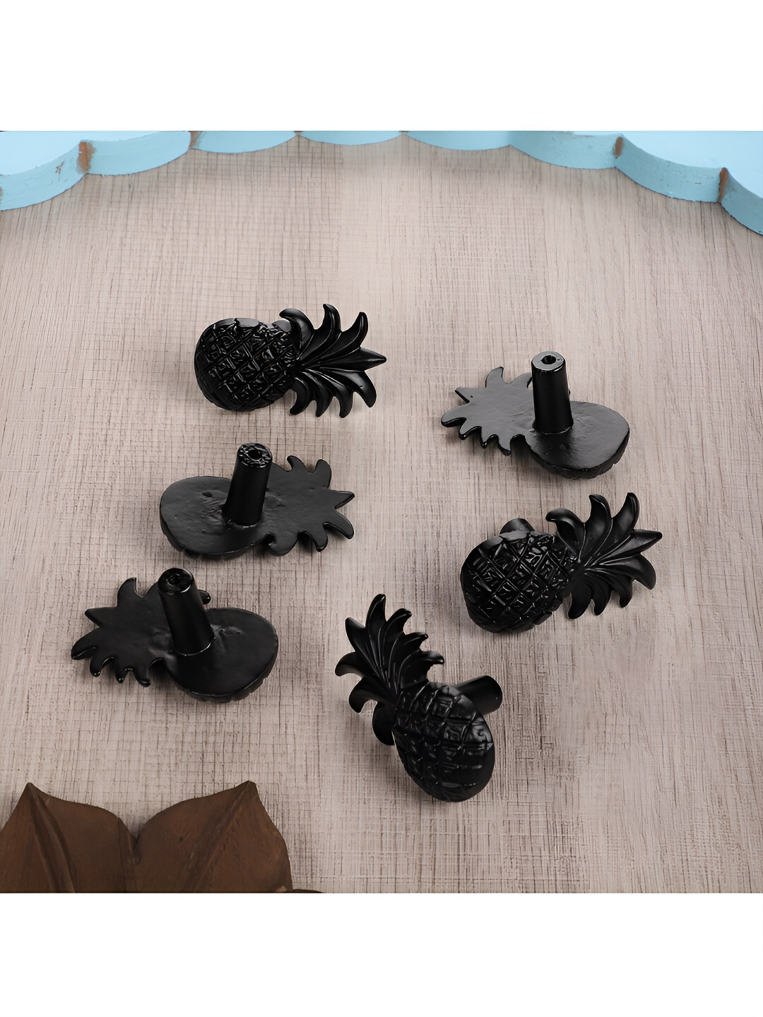 Two Moustaches Black 6 Pieces Iron Cabinet Knobs