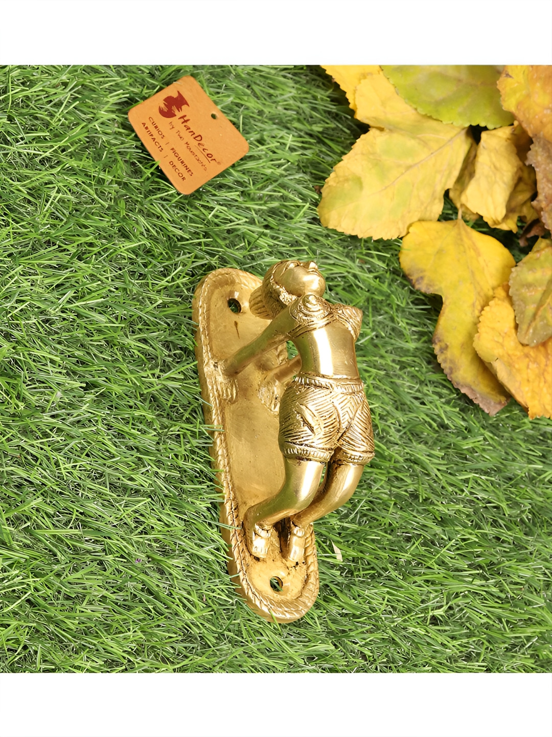 Two Moustaches Yellow Brass Door Handle