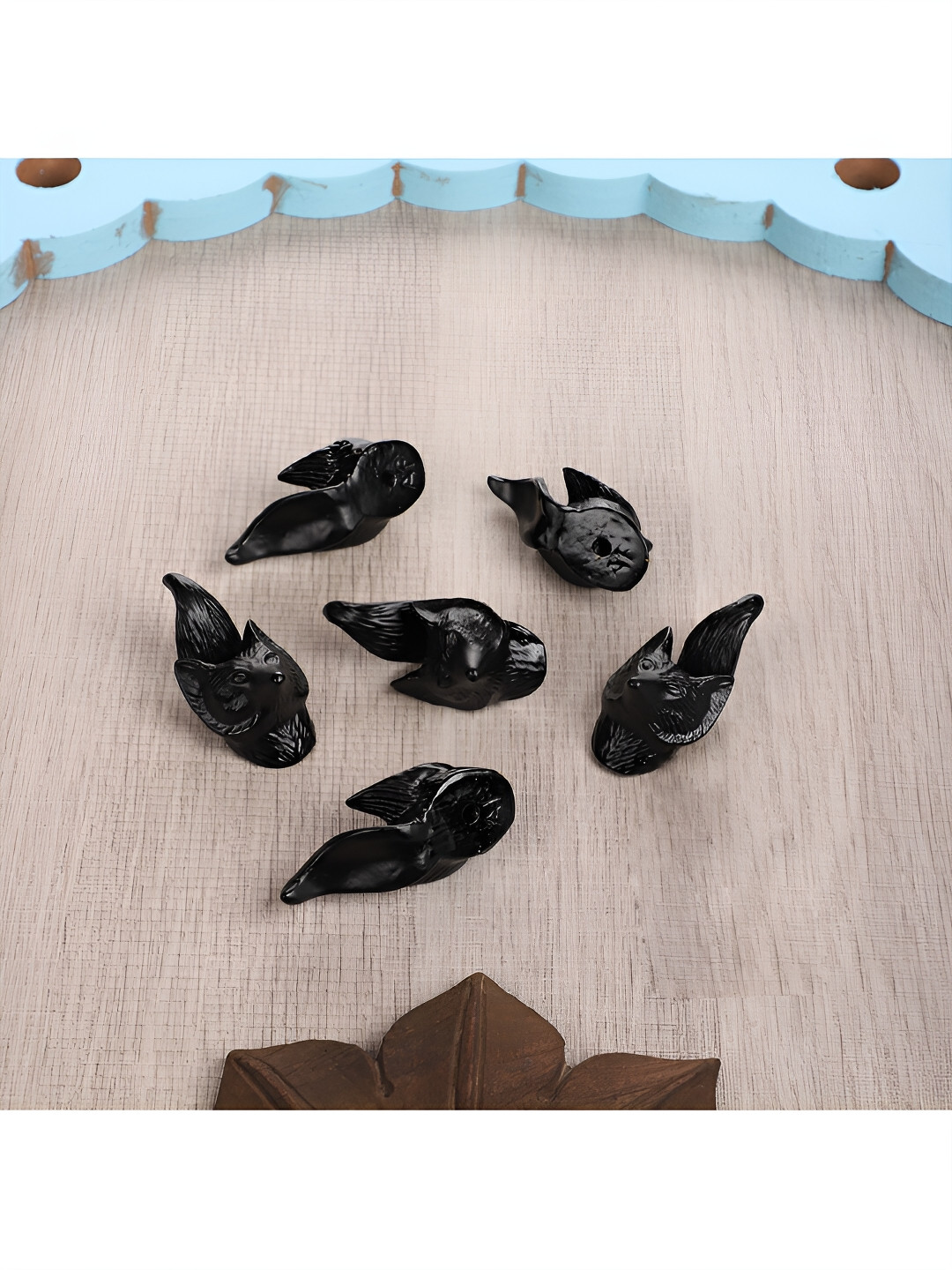 Two Moustaches Black 6 Pieces Iron Cabinet Knobs