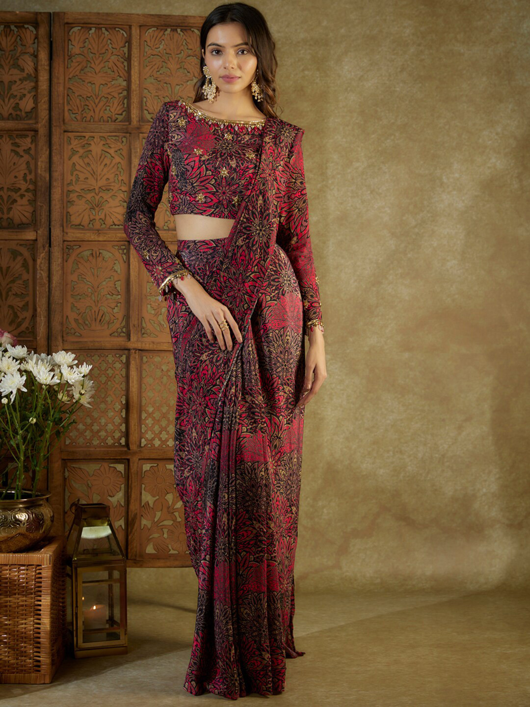 Mehak Murpana Floral Pure Crepe Saree