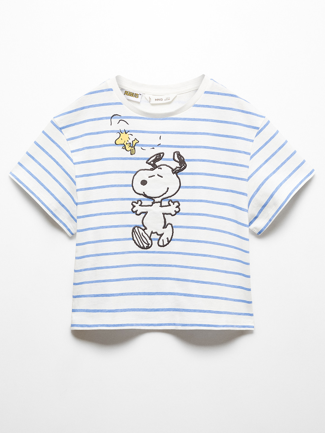 Buy Mango Kids Girls Striped Snoopy Embroidered Pure Cotton T