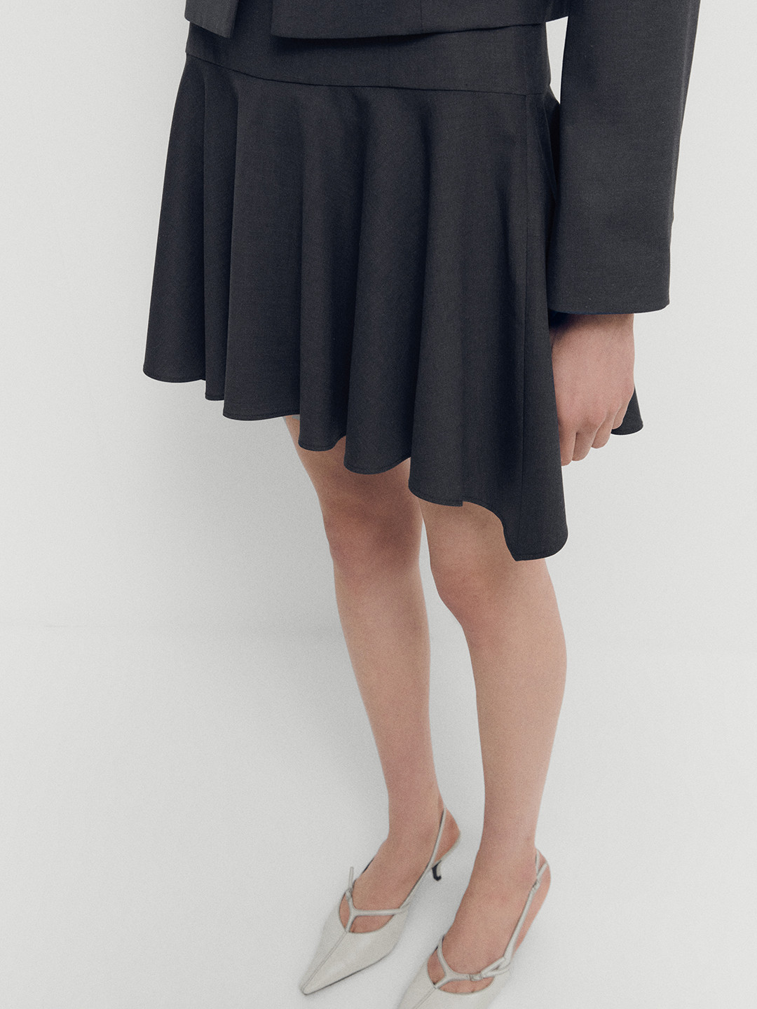 MANGO Pleated Asymmetric Hem Mini Skirt
