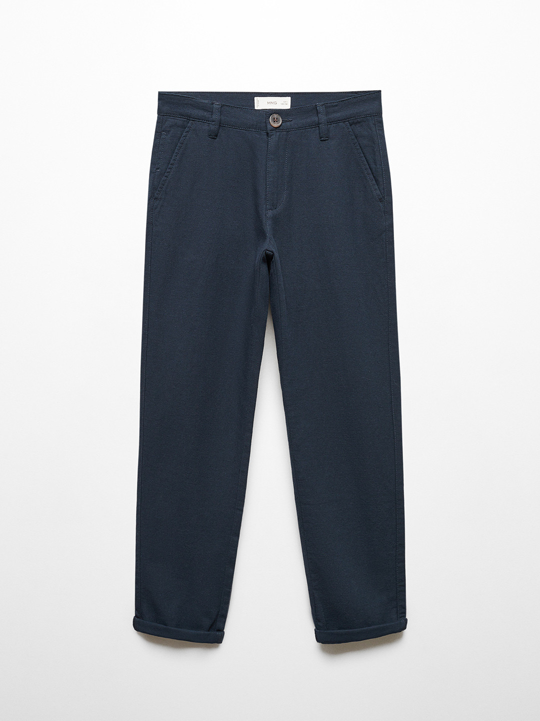 Mango Kids Boys Cotton Linen Chino Trousers