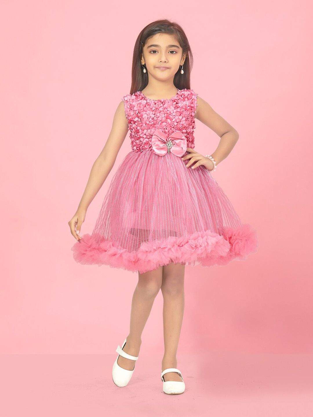 BAESD Girls Embellished Net Fit & Flare Dress