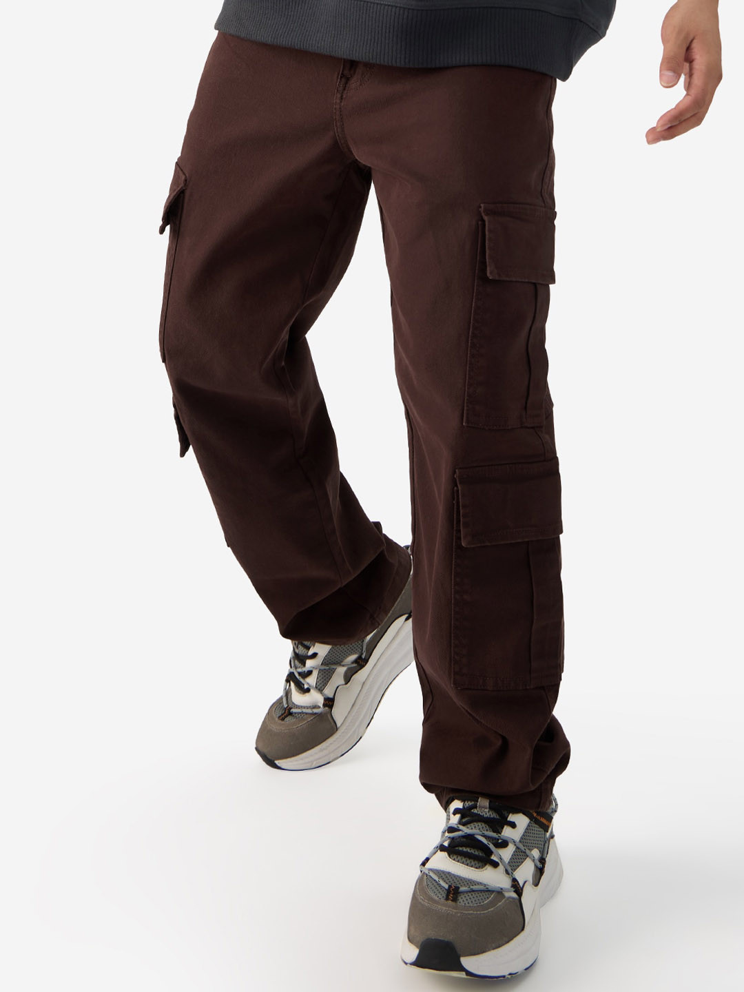 The Souled Store Brown Men Mid-Rise Straight Fit Pure Cotton Stretchable Jeans