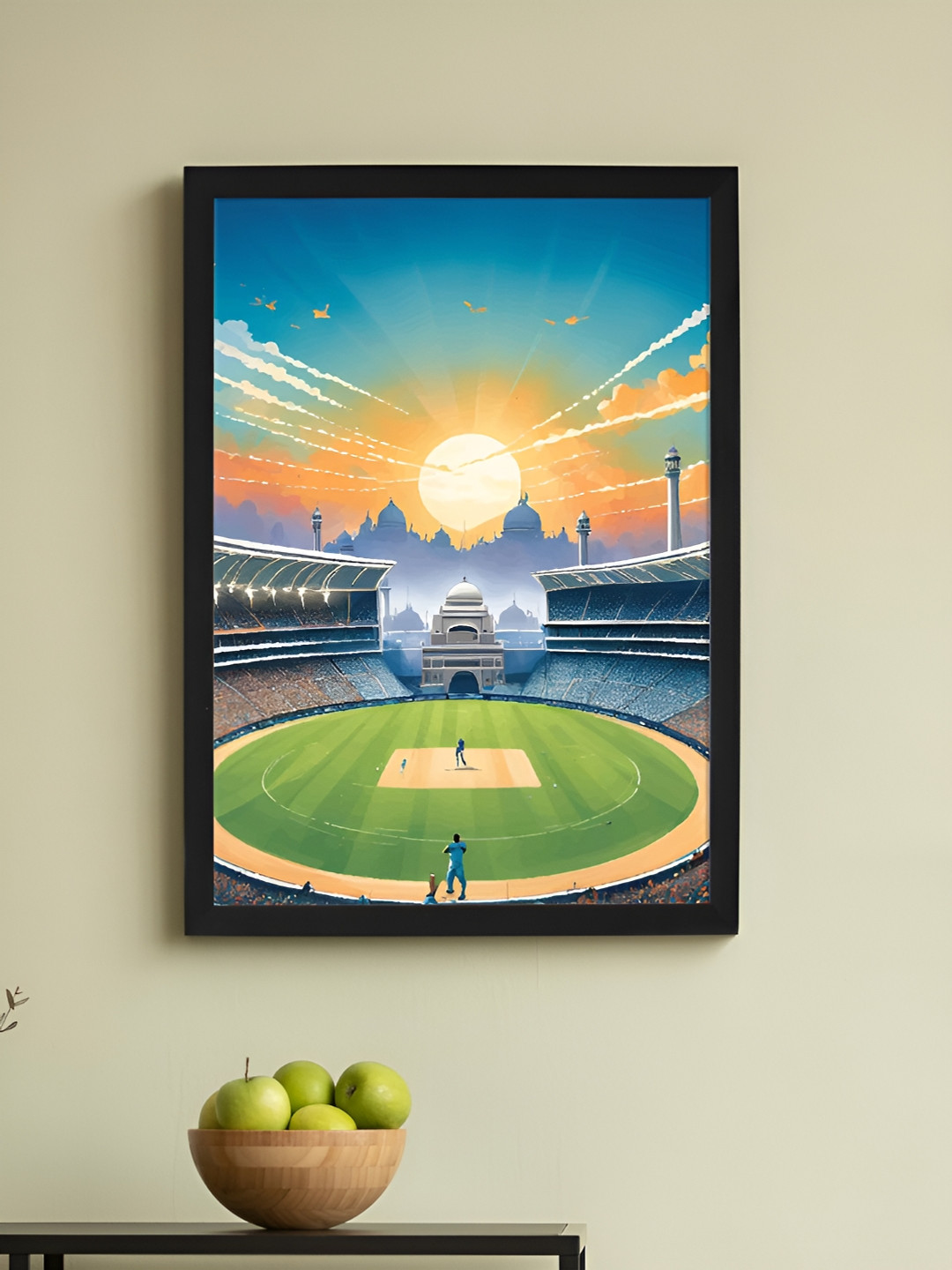 Art Street Scenic Cricket Stadium Wood Wall Rectangle Photographs Wall Art -12.7 x17.5In