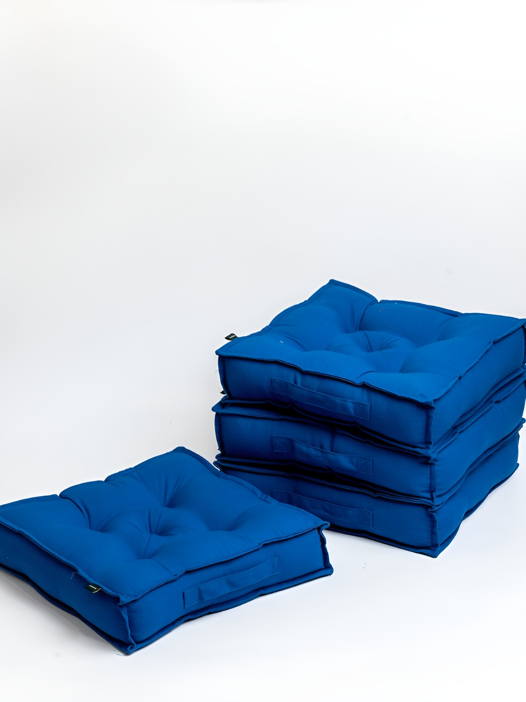 SKANDA FAB Blue 4 Pieces Pure Cotton Floor Cushions