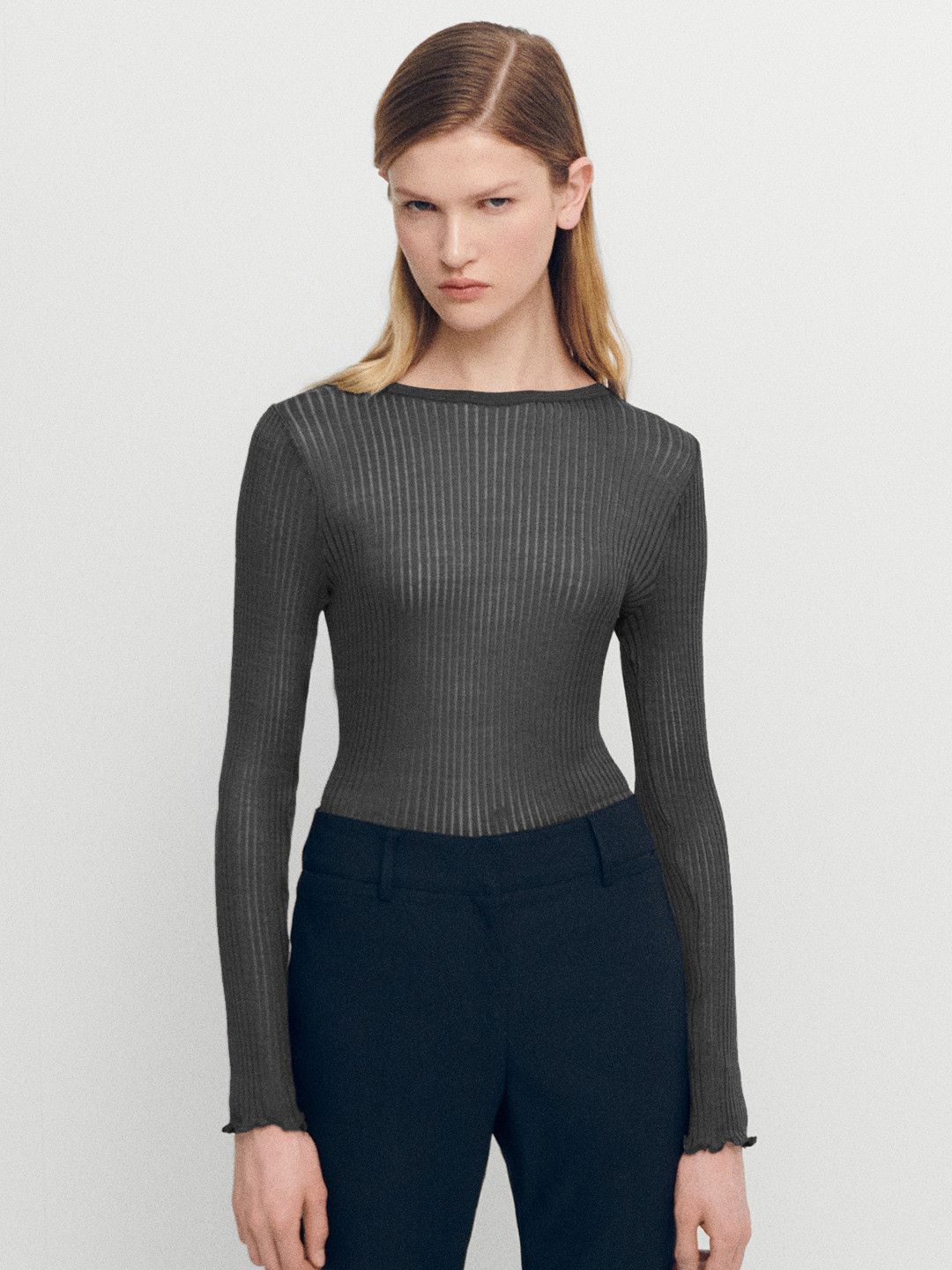 MANGO Women Striped Pure Silk Top