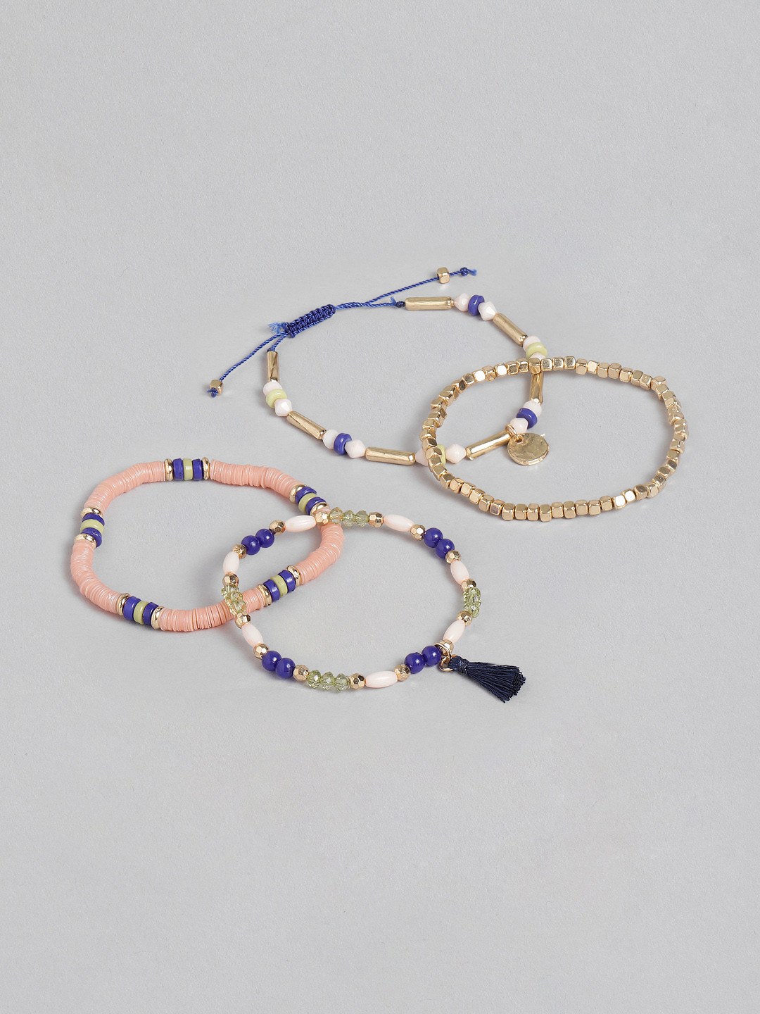 RICHEERA Women Pack Of 4 Gold-Plated Bracelets