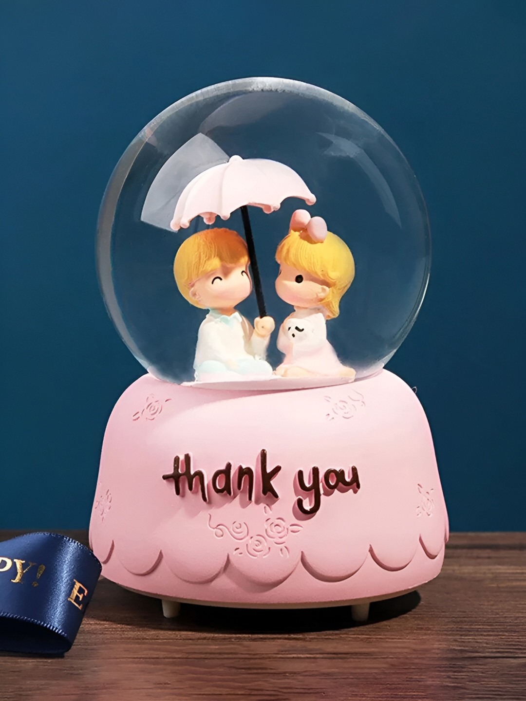 Giftii Thank You Snowball Pink Resin Natural Living Room Small Showpiece - 5.9 Inches