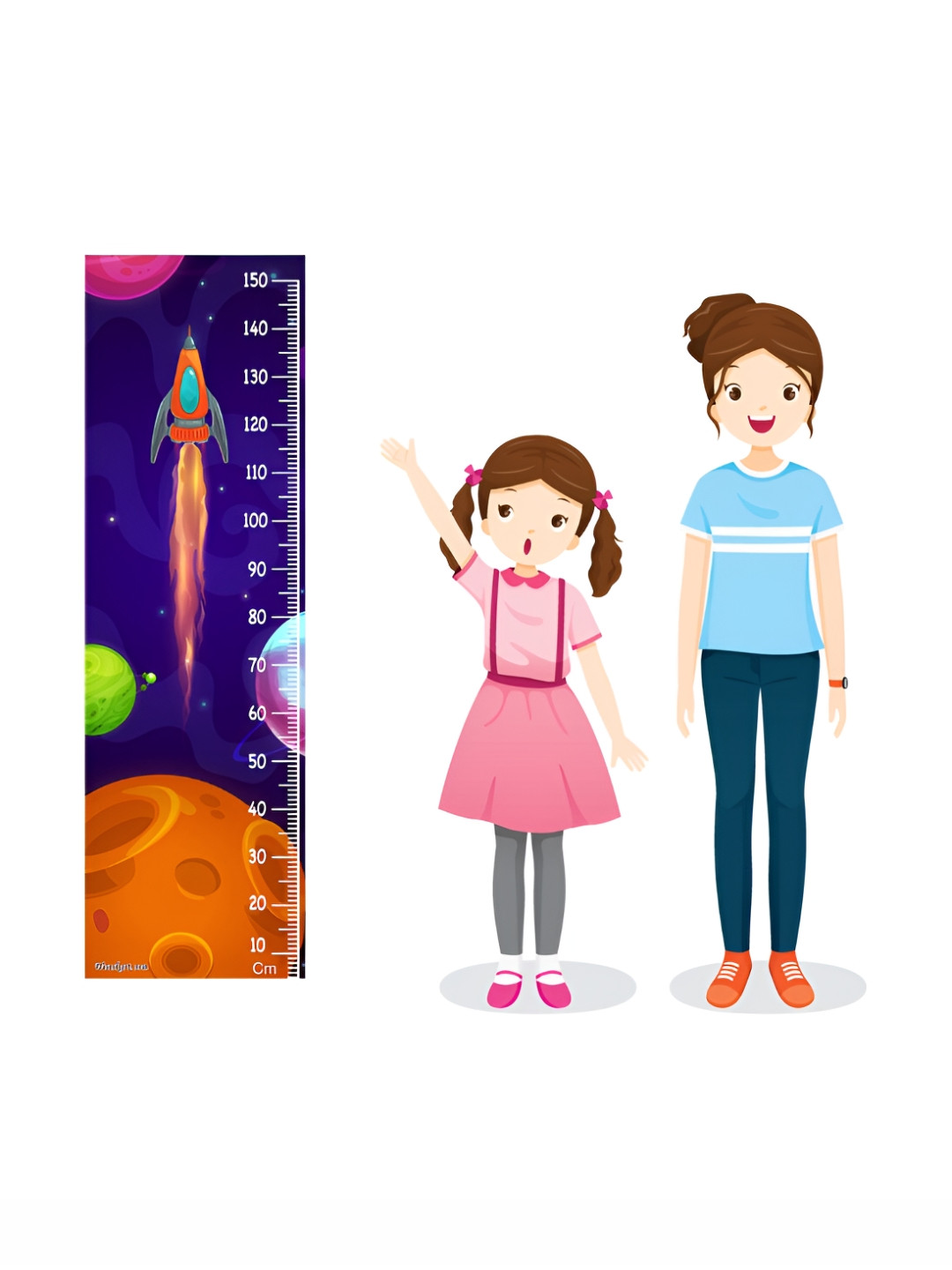 WENS Navy Blue Printed Height Chart Sticker