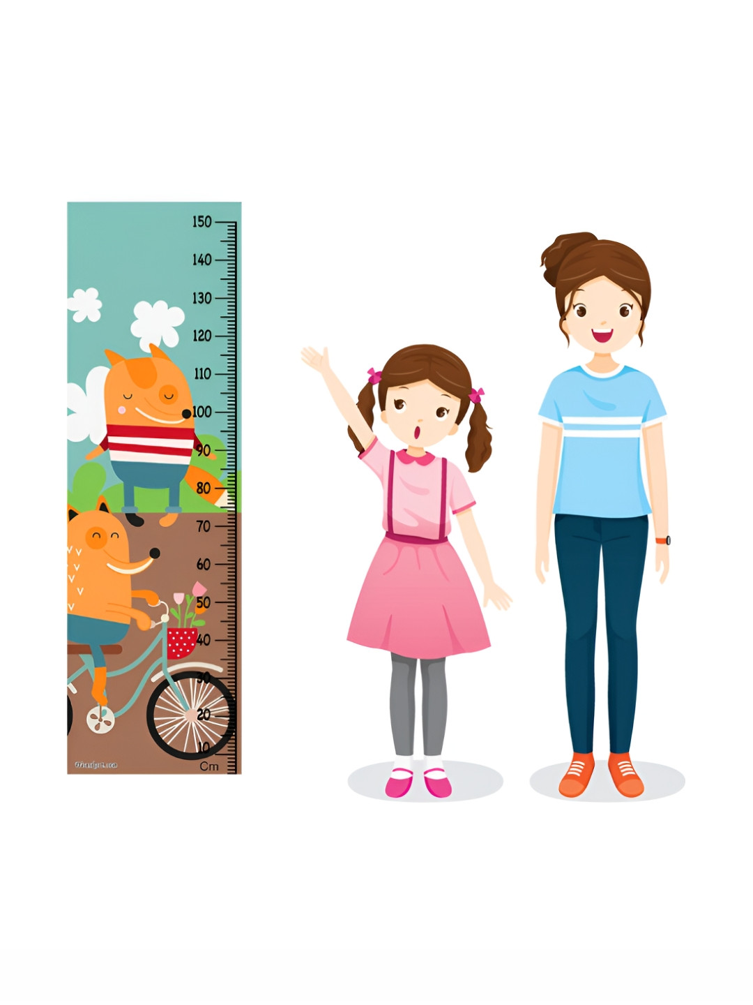 WENS Orange & Brown Animal Ride Printed Height Chart Wall Sticker