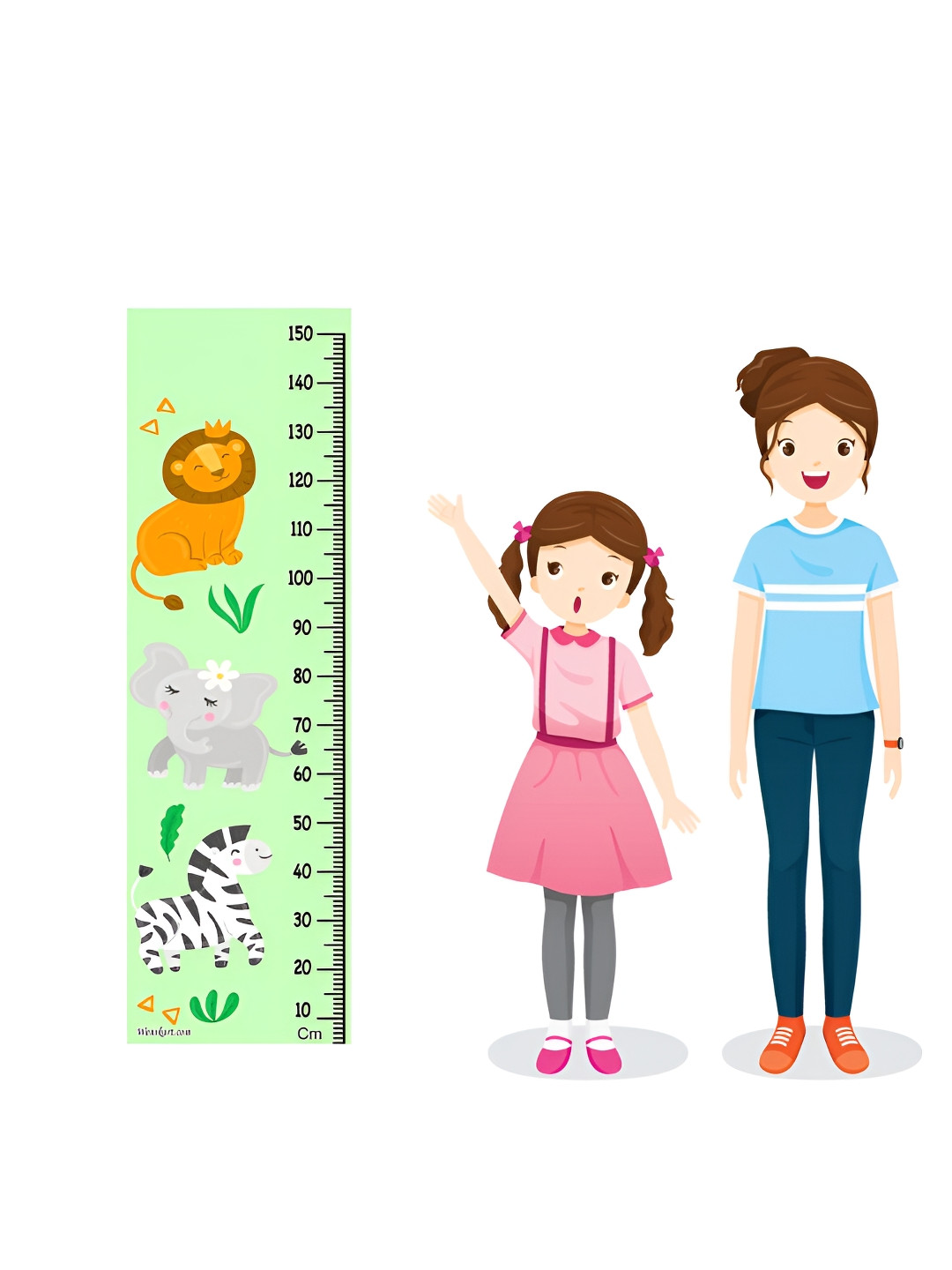 WENS Green & Grey  Zoo Fun Printed Height Chart Wall Sticker