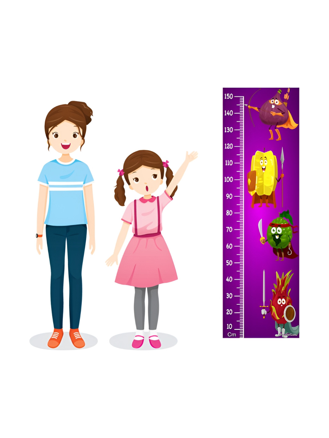 WENS Purple & Yellow Gangs Of Monsters Printed Height Chart Wall Sticker