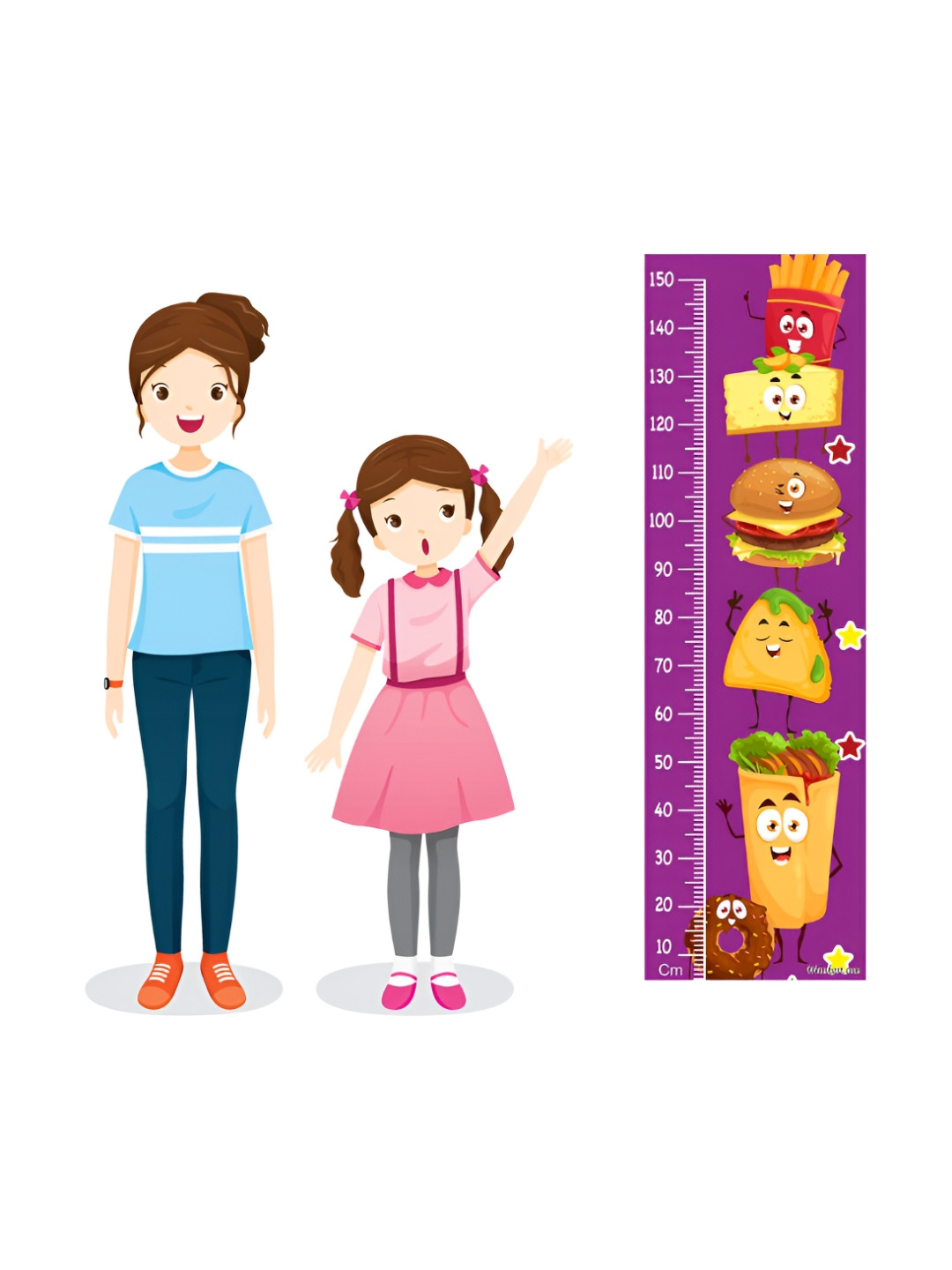 WENS Mustard Yellow & Purple Foodie Paradise Printed Height Chart Wall Sticker
