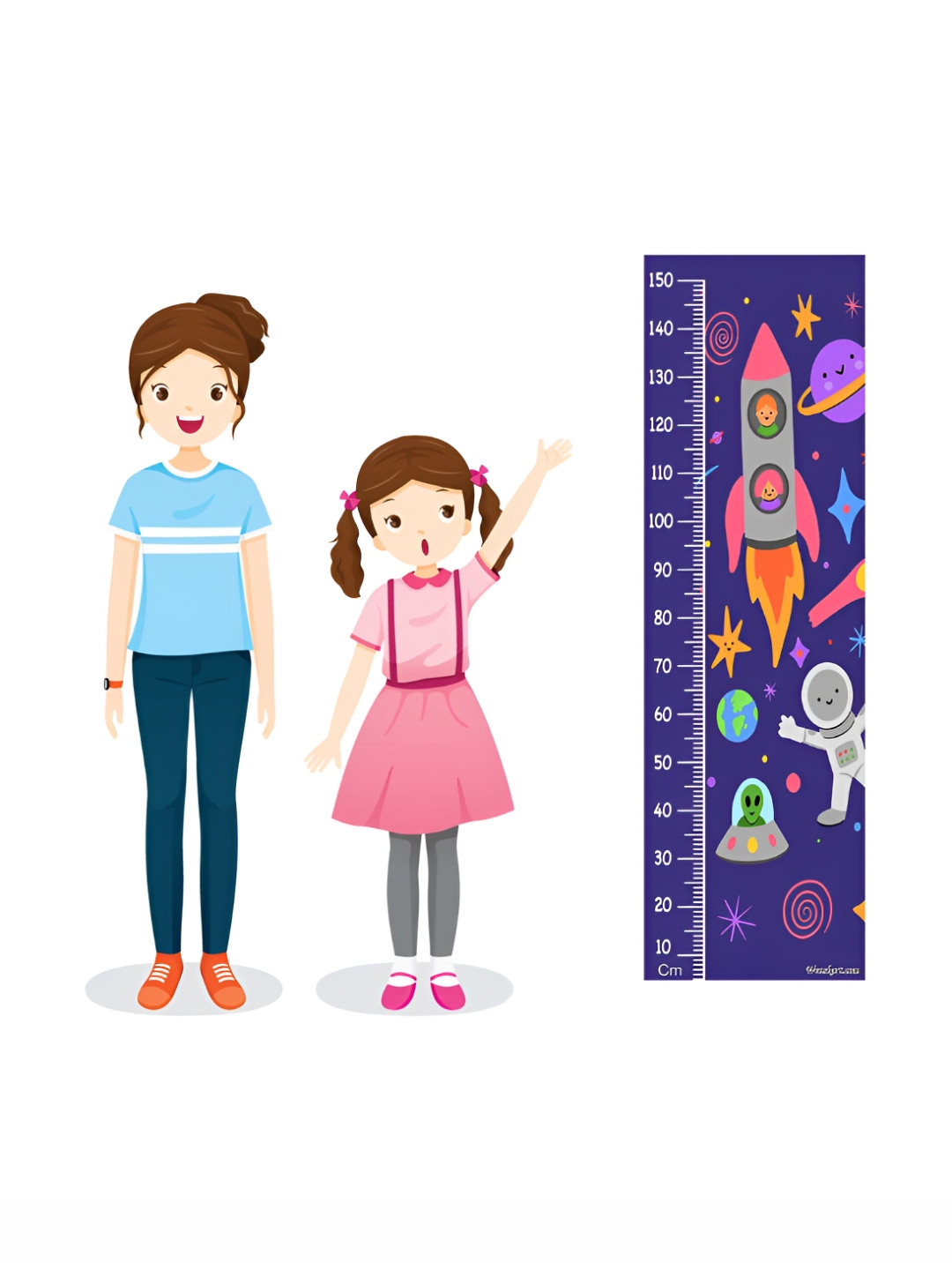 WENS Blue & Pink Touch The Sky Printed Height Chart Wall Sticker