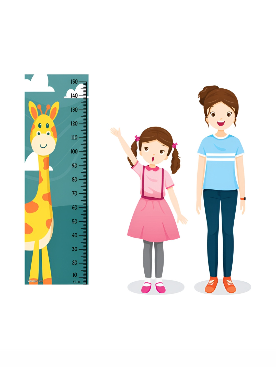 WENS Sea Green & Yellow Cartoon Giraffe Printed Height Chart Wall Sticker