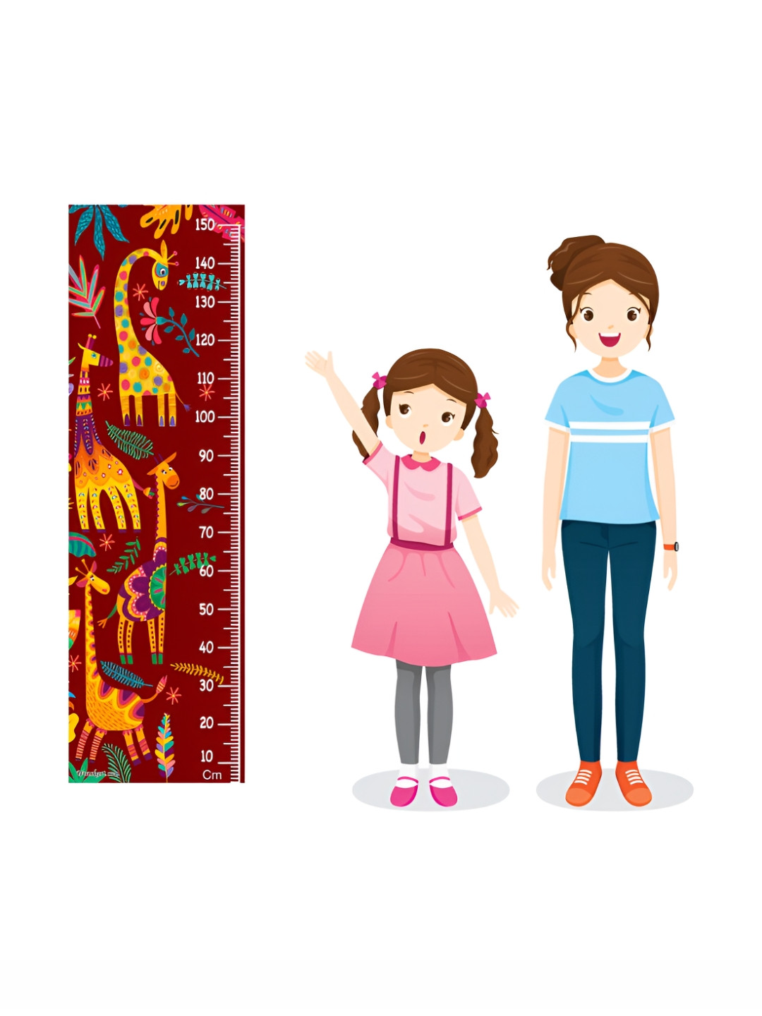 WENS Brown & Yellow Gangs Of Giraffe Printed Height Chart Wall Sticker