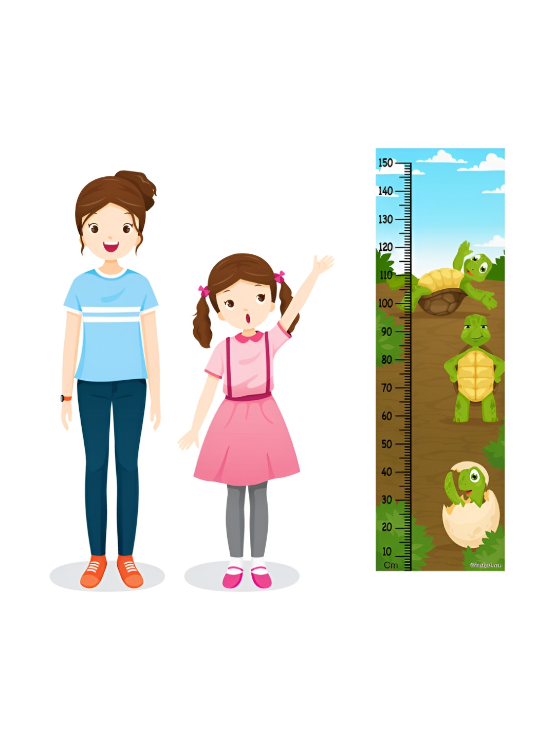 WENS Blue & Green Peek-a-Boo Printed Height Chart Wall Sticker