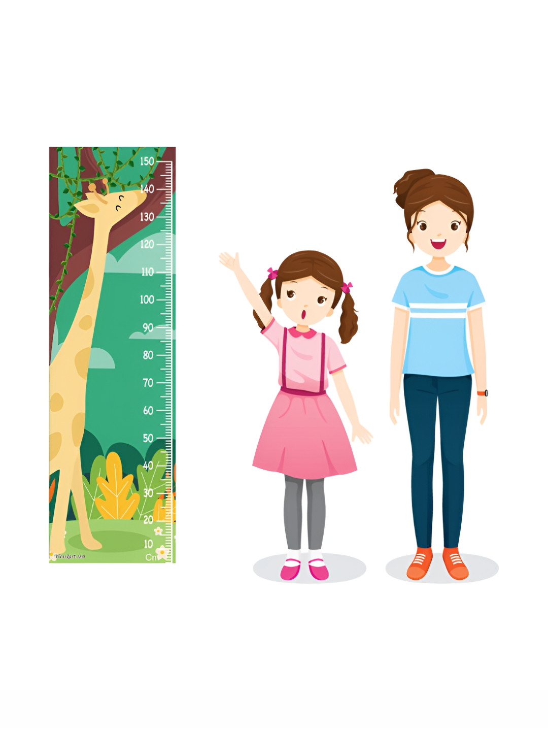 WENS Sea Green & Yellow Jungle Theme Printed Height Chart Wall Sticker