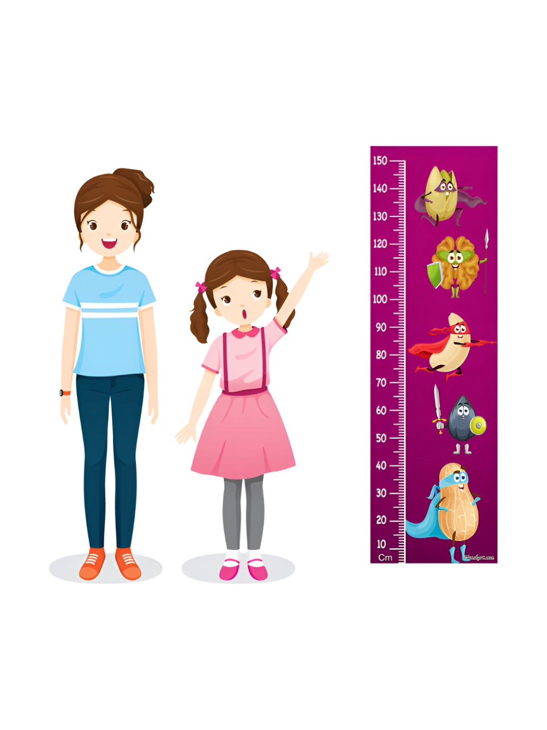 WENS Burgundy & Blue Monster Birds Printed Height Chart Wall Sticker