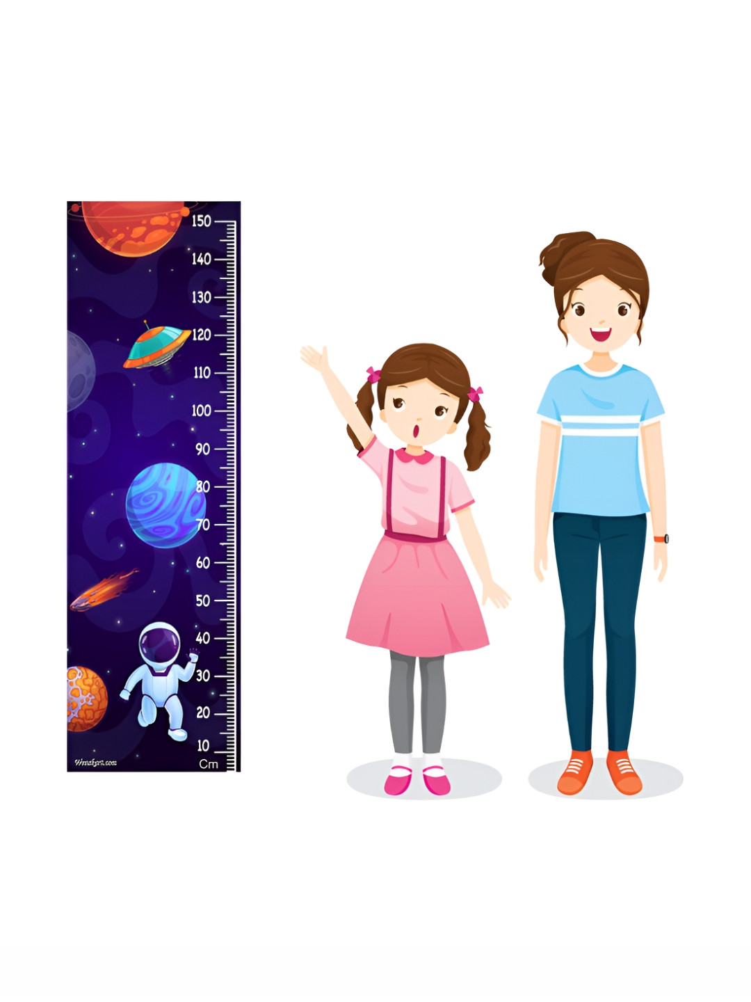 WENS Navy Blue & Red Happier Sky Kids Printed Height Chart Wall Sticker