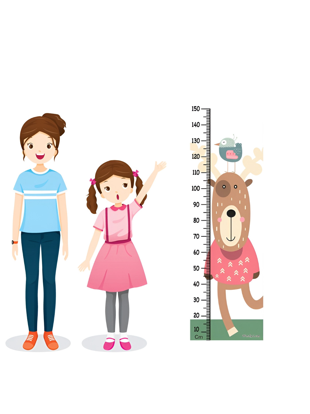 WENS White & Pink  Teddy's Swag Printed Height Chart Wall Sticker