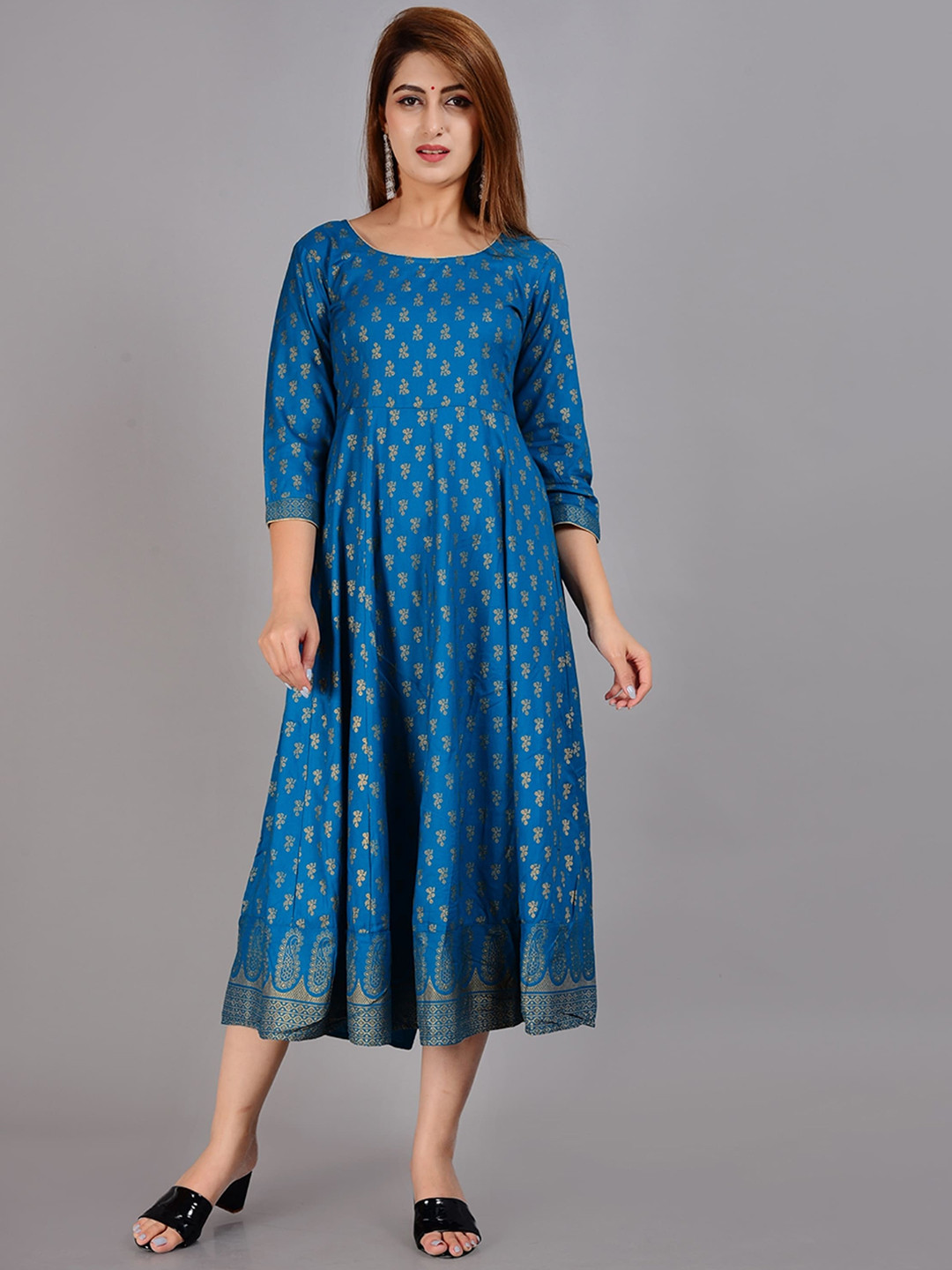 ao services Ethnic Motifs Printed Regular Sleeves Tassels Anarkali Kurtis