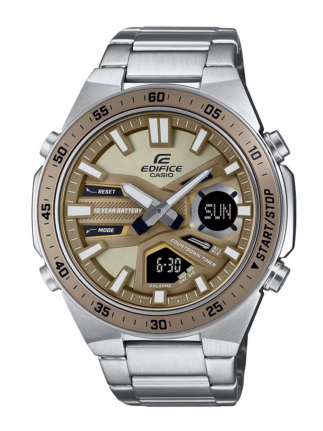 CASIO Men EDifice EFV-C110D-5ADF Brown Ana-Digi Dial Silver Stainless Steel Band ED600