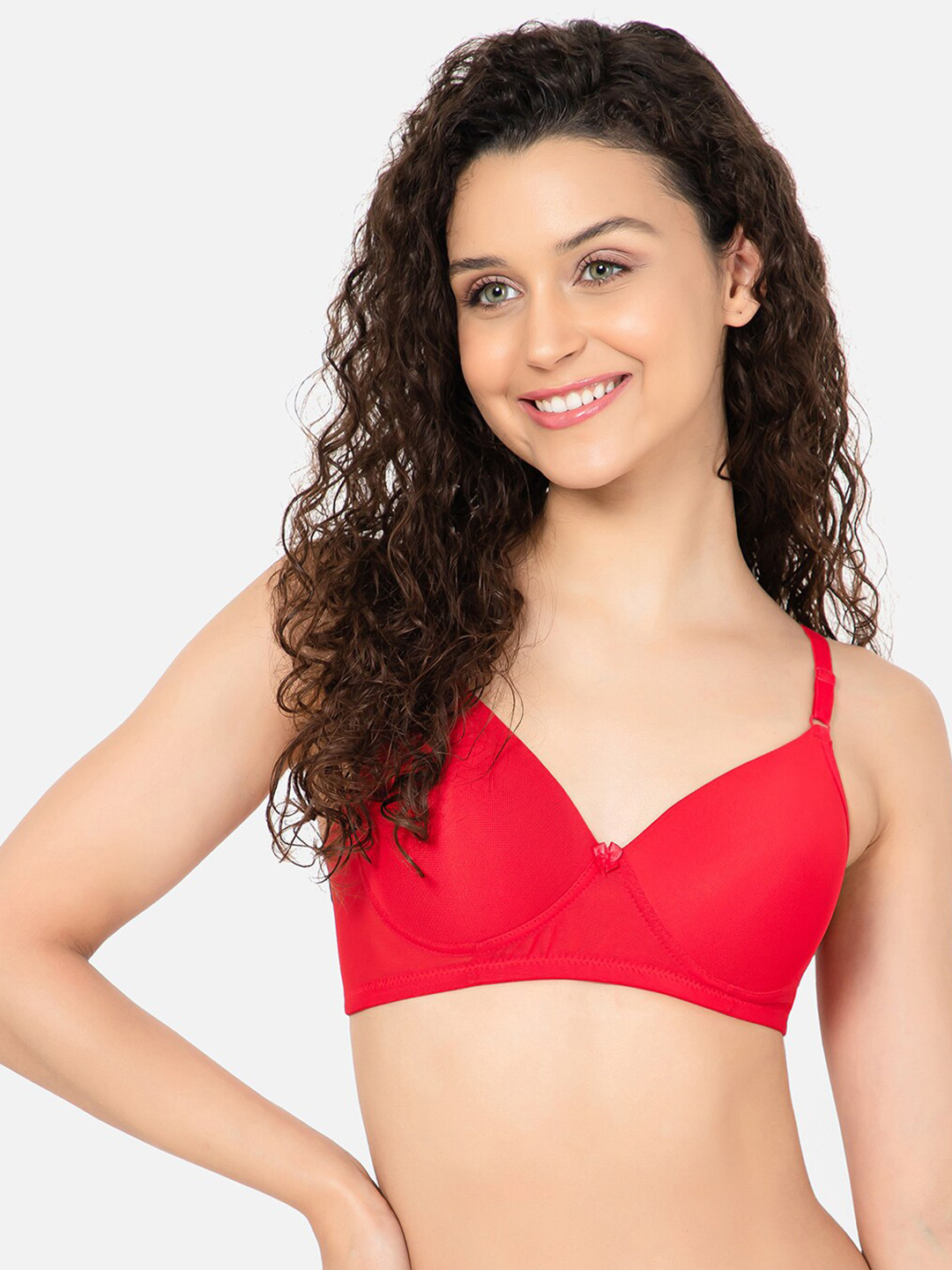 Clovia Red Non Padded Cup Wire Free T-Shirt Bra With All Day Comfort