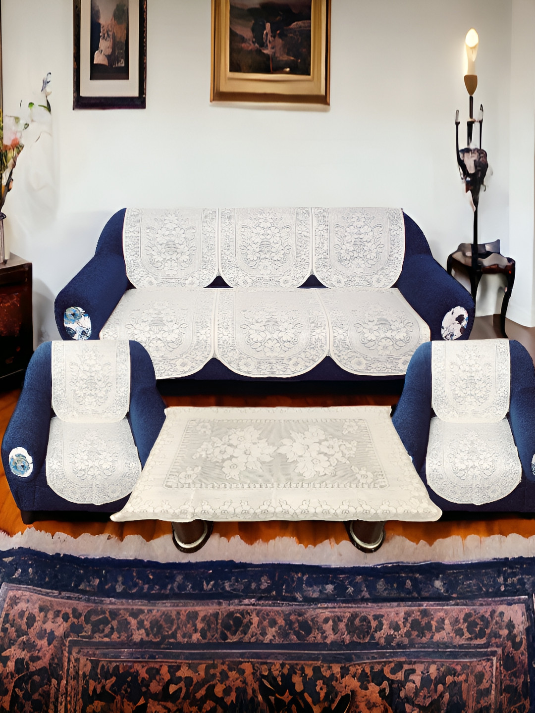 BIGGER FISH Beige 10 Pieces Sofa Cover