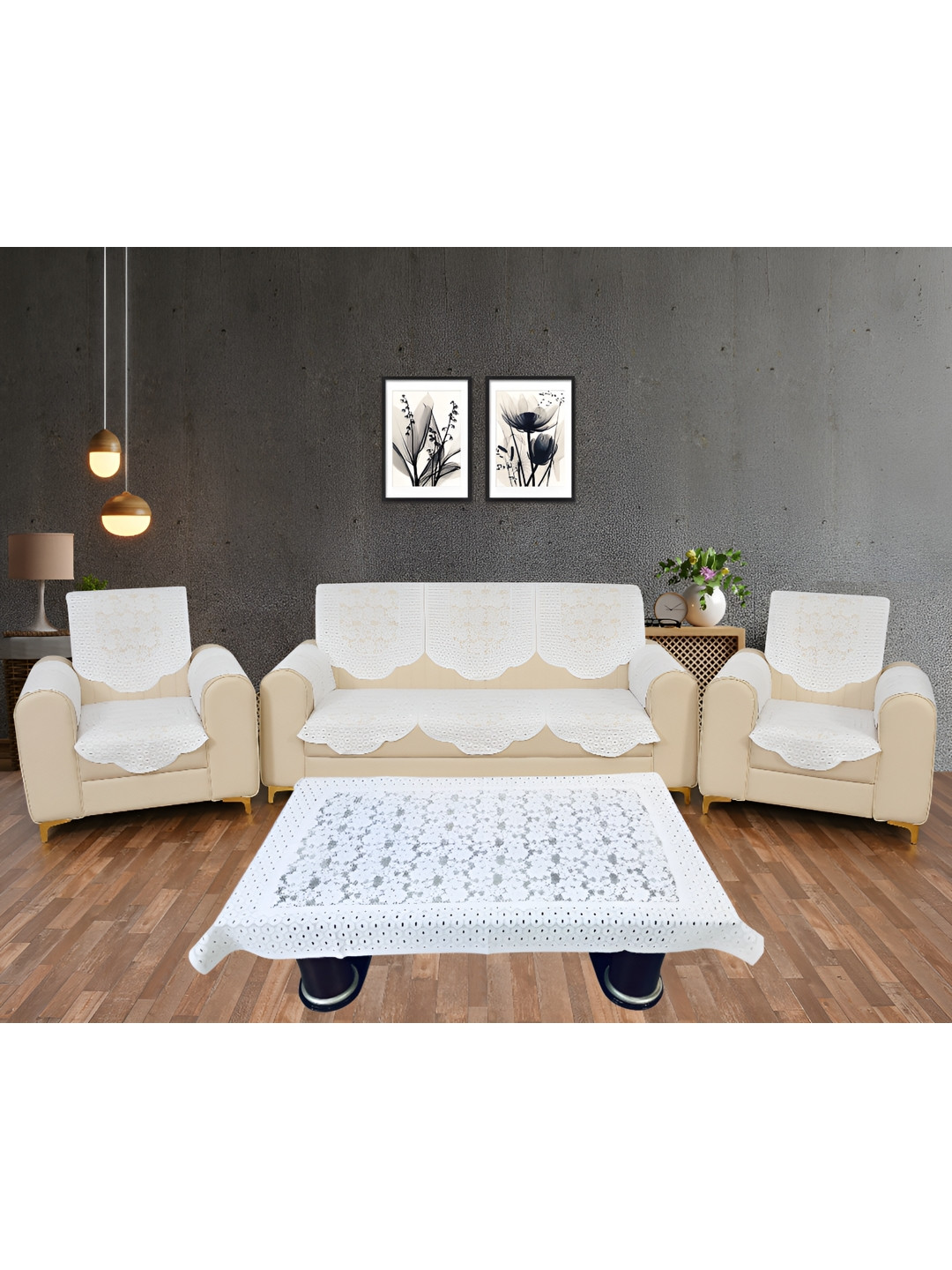 BIGGER FISH White 16 Pieces 5 Seater Sofa Covers