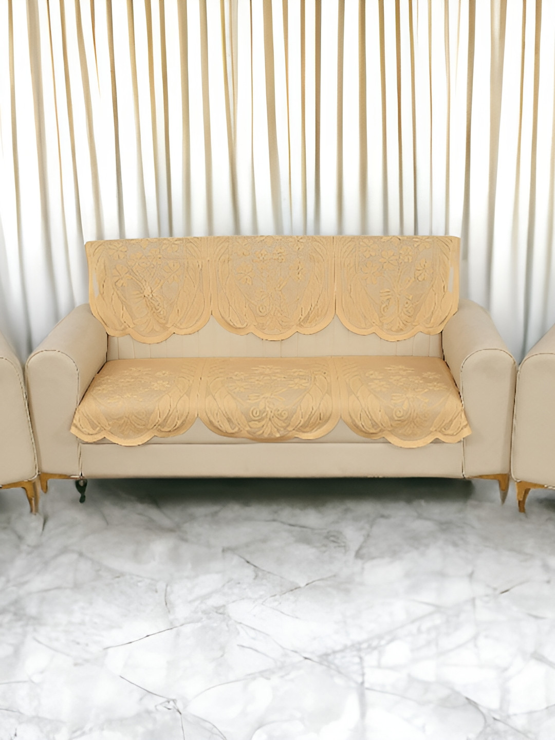 BIGGER FISH Gold-Toned 10 Pcs 5 Seater Sofa Cover
