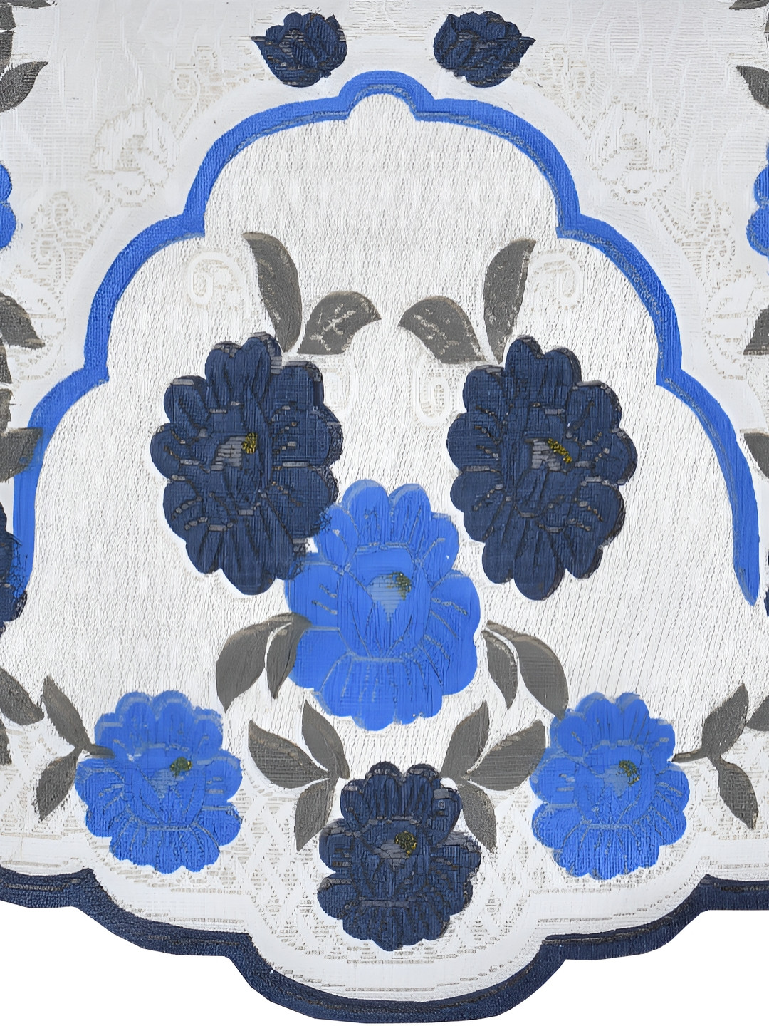 BIGGER FISH Blue and White 6 Pieces Self Design Sofa Covers