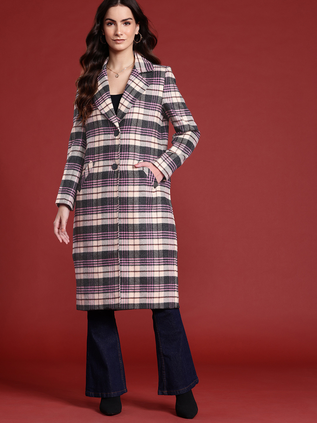 all about you Checked Tweed Overcoat