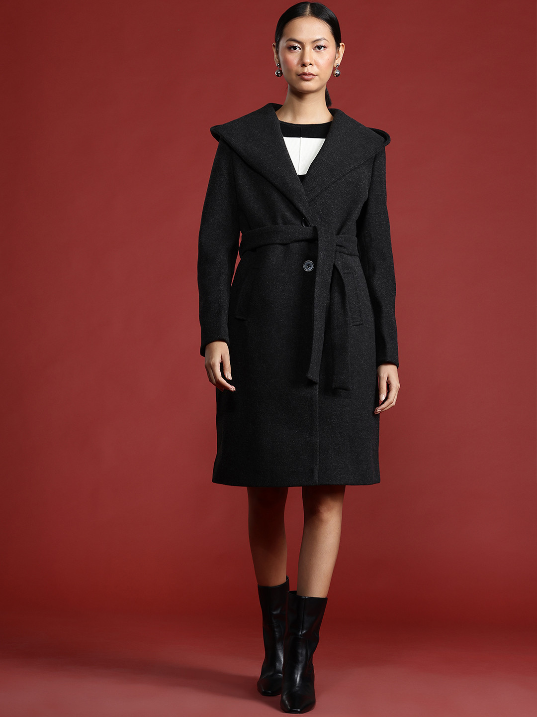 all about you Shawl Collar Hooded Trench Coat
