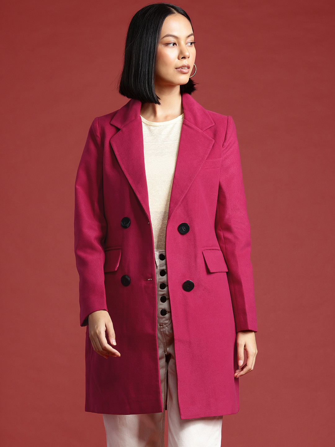 all about you Double-Breasted Longline Overcoat