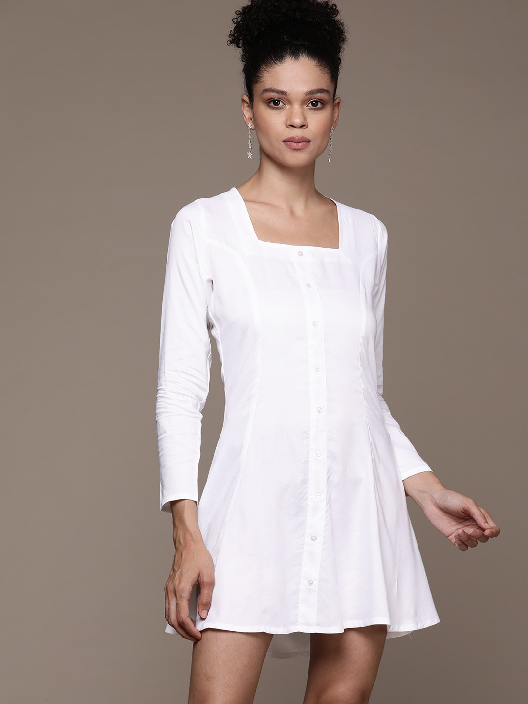 Roadster Solid A-Line Mini Dress