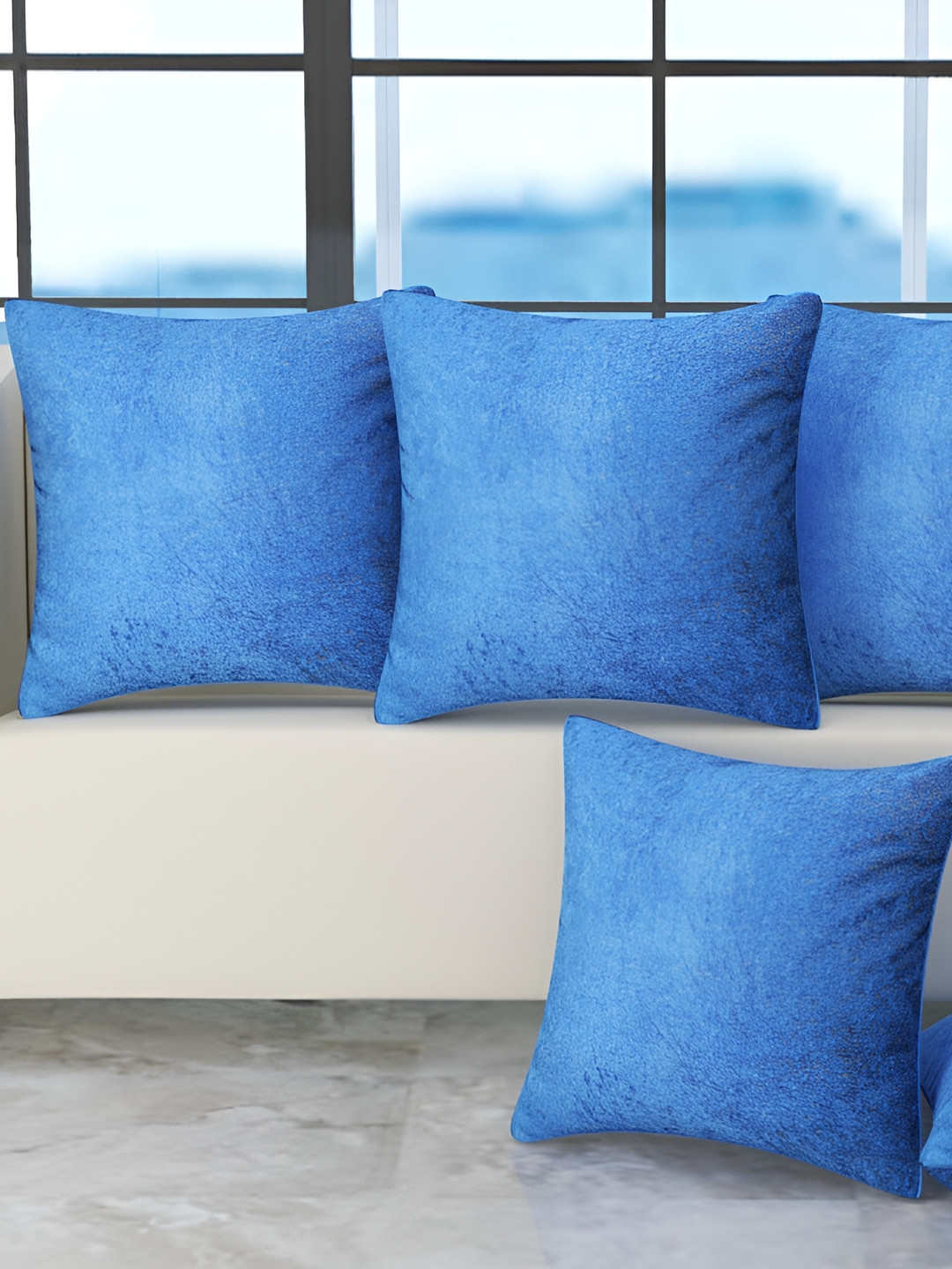 BIGGER FISH Blue 5 Pcs Square Cushion Covers