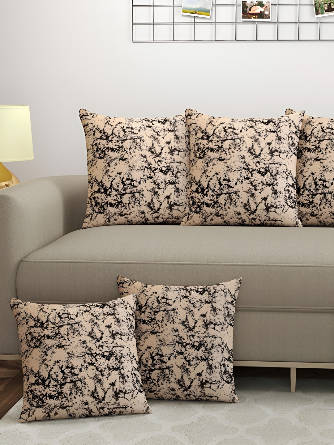 BIGGER FISH CRIMSON Abstract Cotton Breathable 5 Pcs Cushion Covers - 15.7 x 15.7 Inches