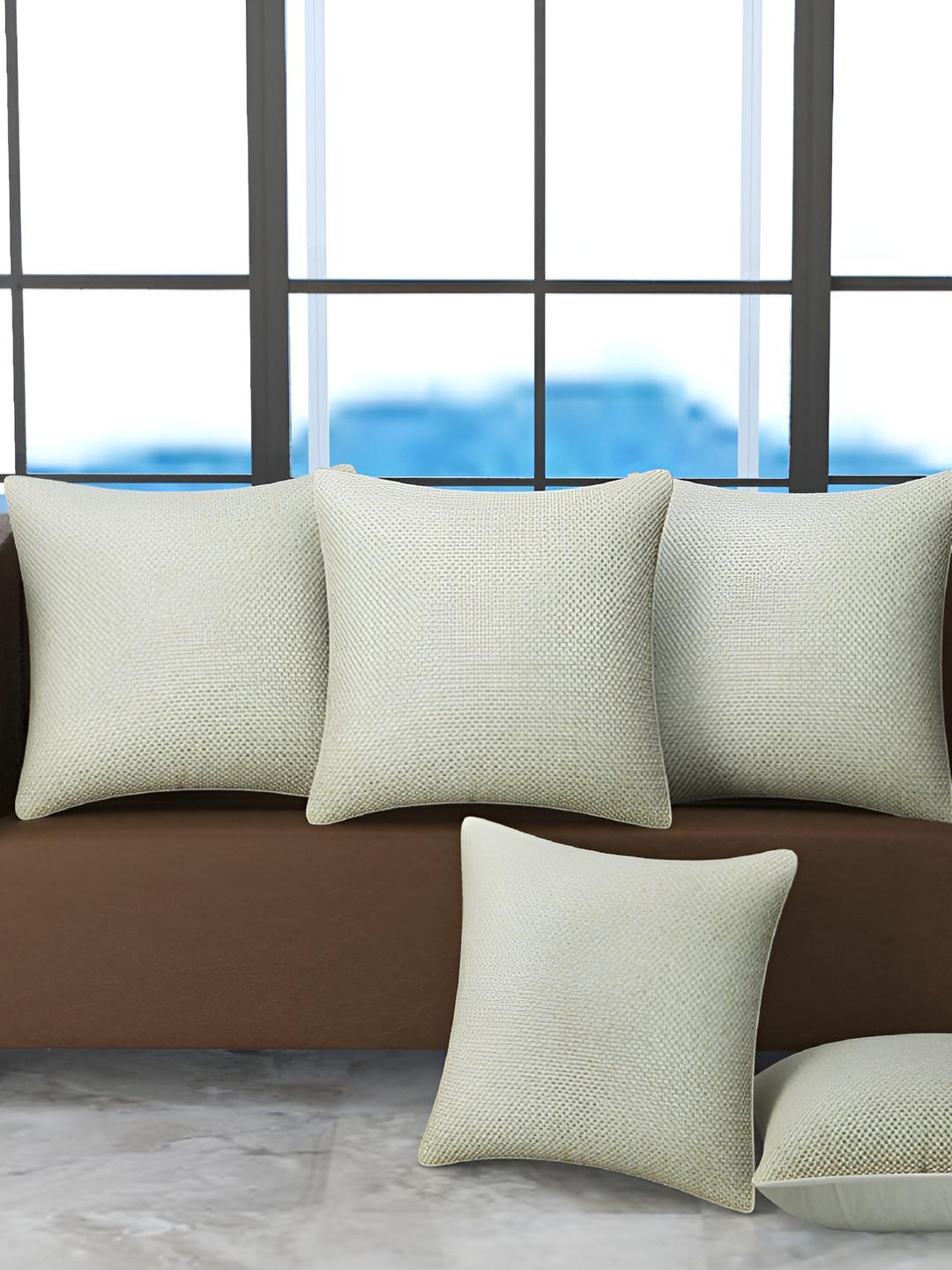 BIGGER FISH Cream 5 Pieces Square Cushion Covers