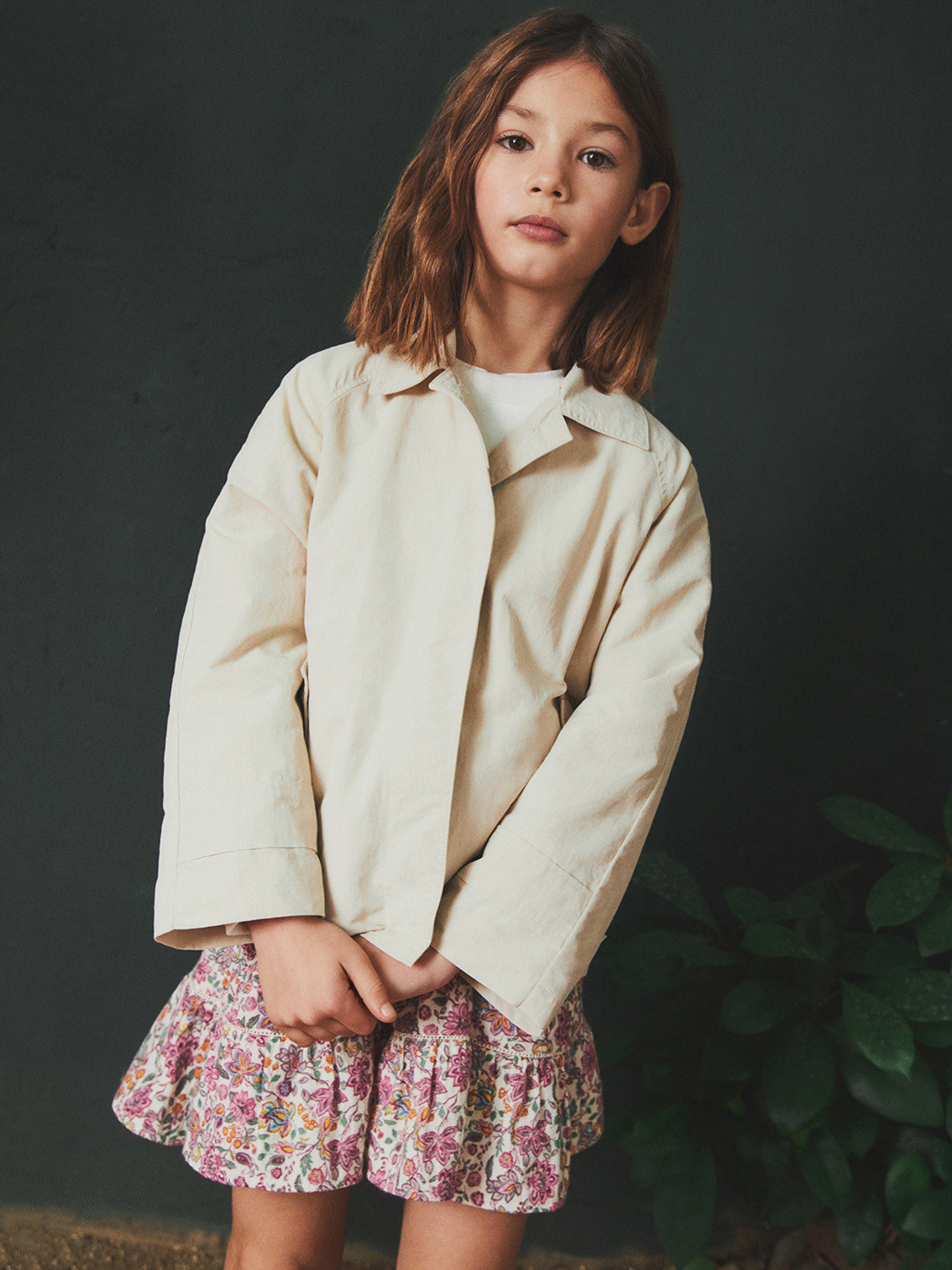 Mango Kids Girls Floral Printed Tiered Mini Skirt