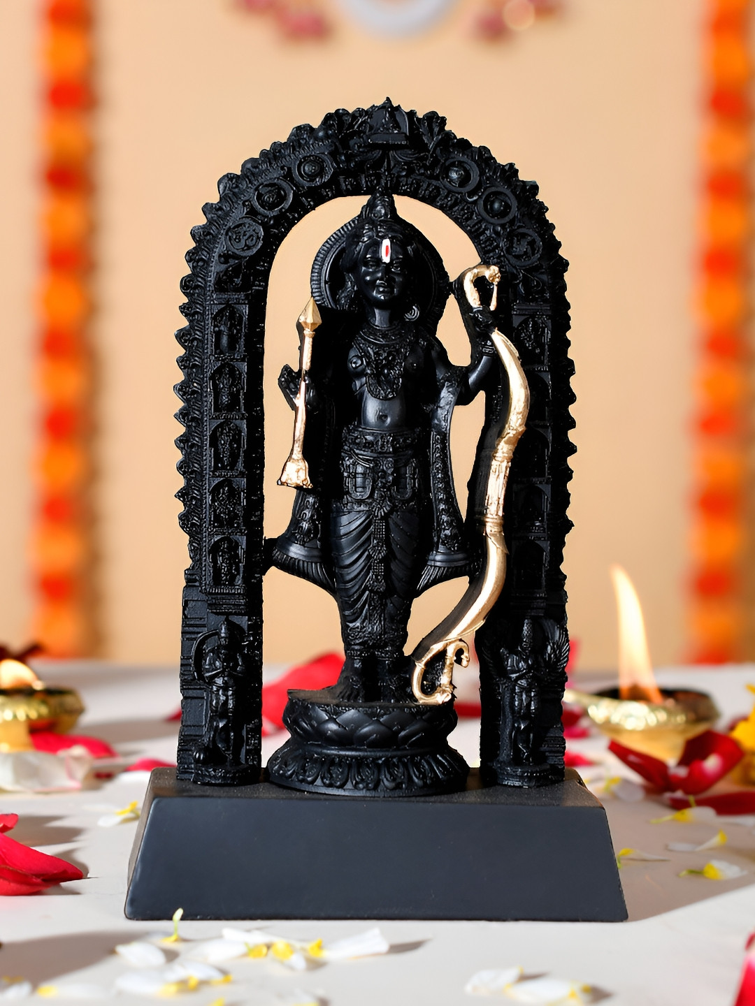 CRAFTAM Black Ram Lalla Idol Murti Statue Religious Idol Showpiece