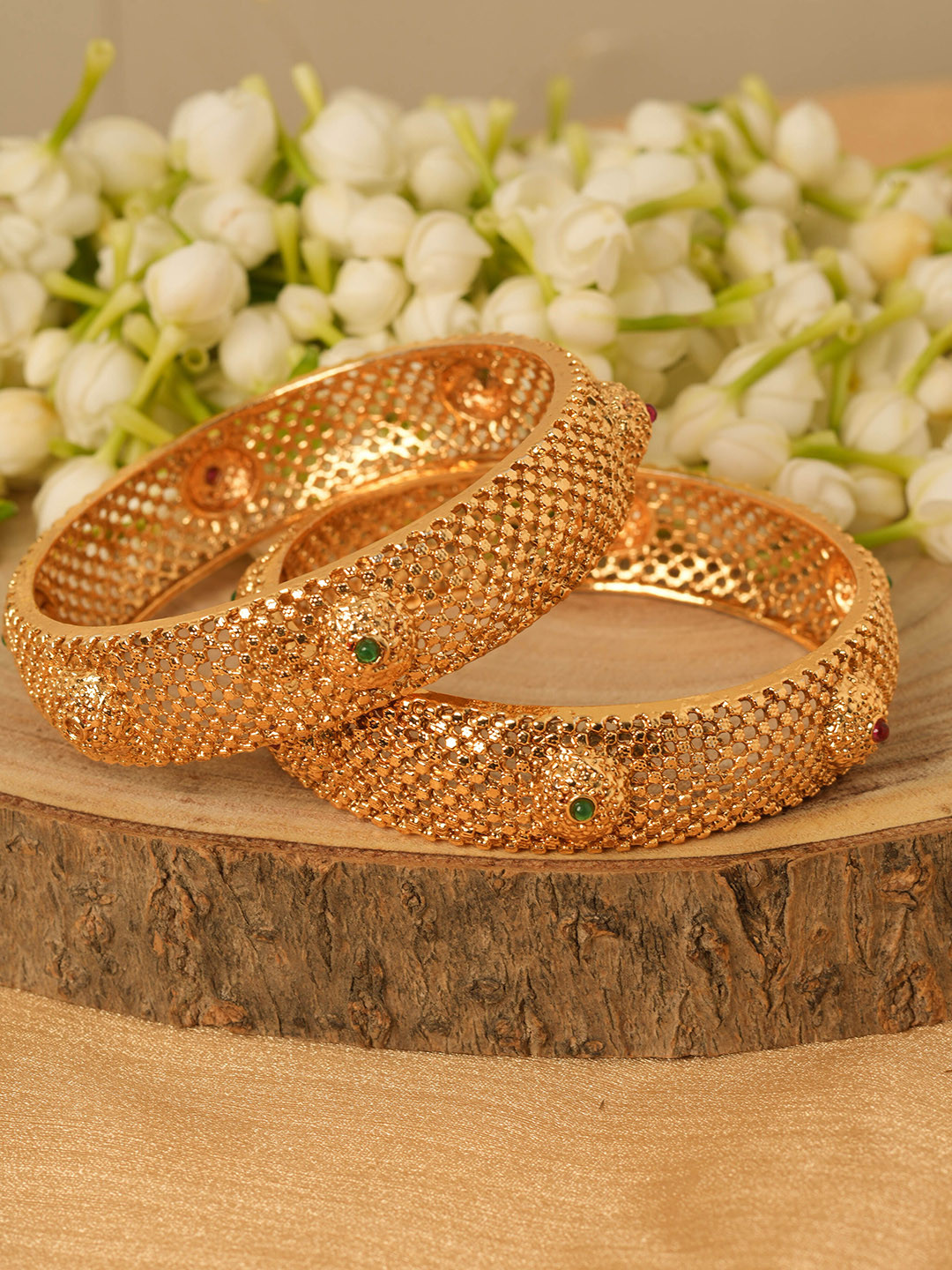 Mirraw Set of 2 Gold Plated Kada Bangles