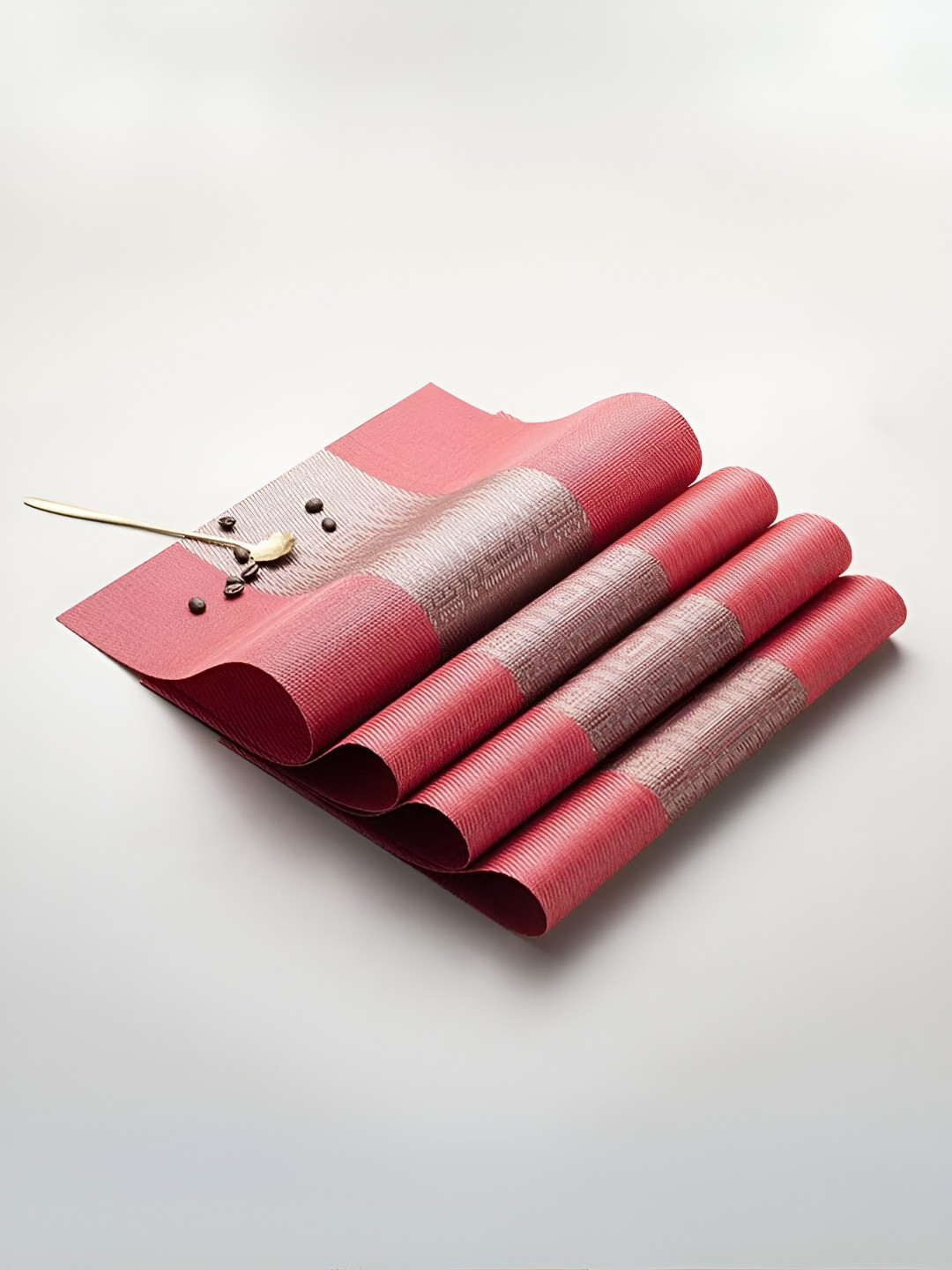 UniKart Red & Grey 8 Pieces Geometric Rectangle Table Placemats