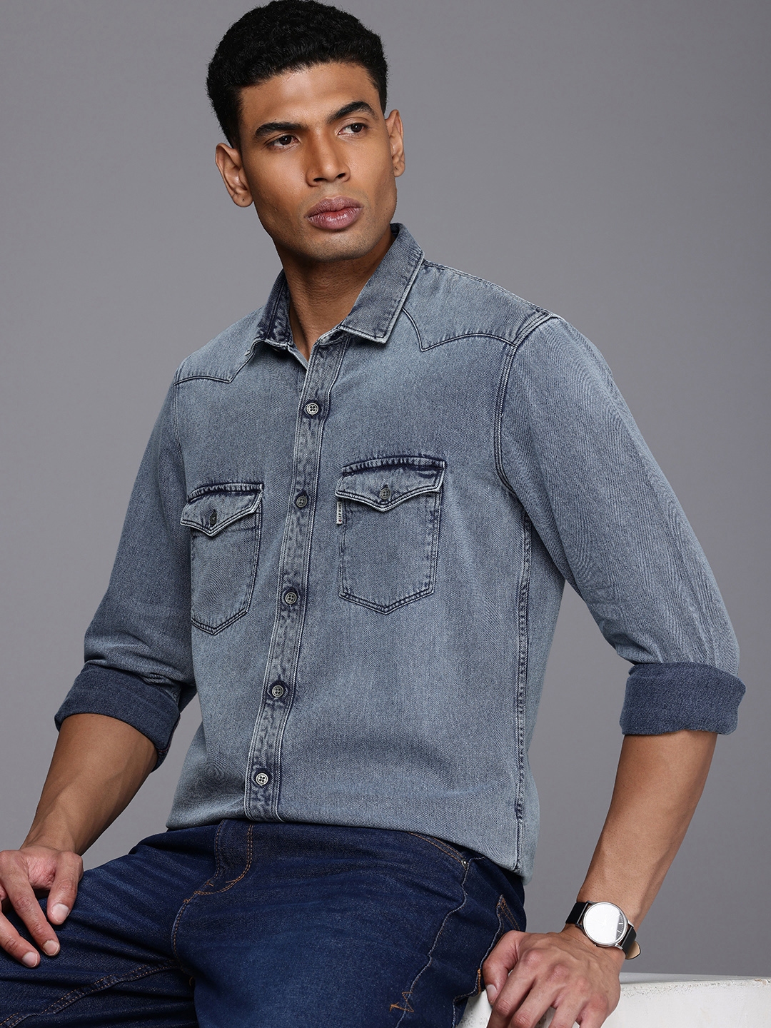 Louis philippe denim shirts 2025